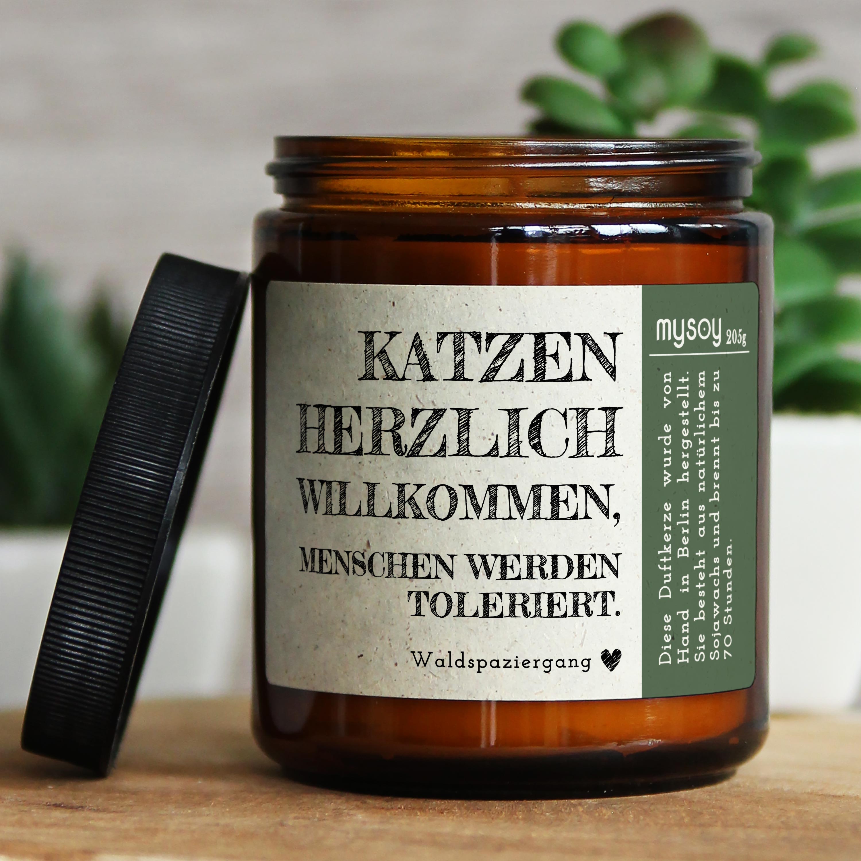 Glücklicht Duftkerze Mit Spruch Für Katzenbesitzer Und Liebhaber In Geschenkbox Handgemacht Aus Sojawachs Geschenk