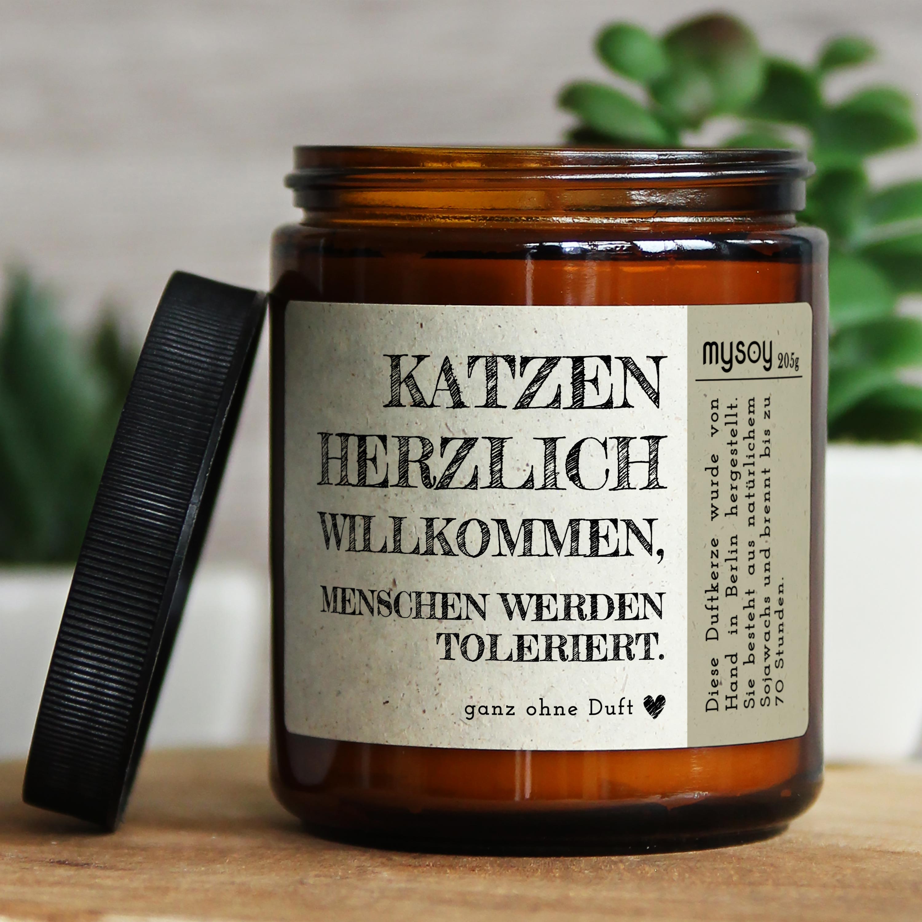 Glücklicht Duftkerze Mit Spruch Für Katzenbesitzer Und Liebhaber In Geschenkbox Handgemacht Aus Sojawachs Geschenk