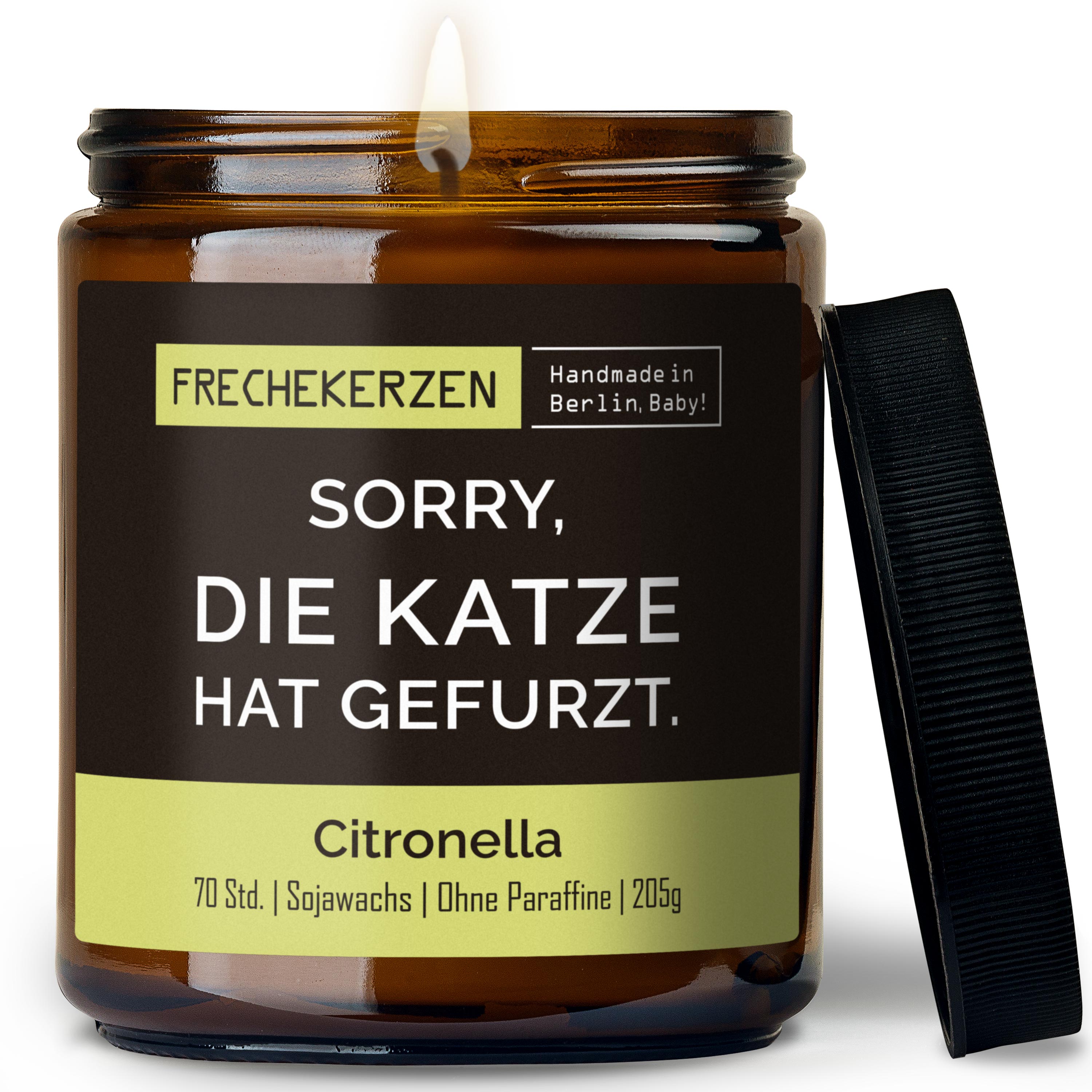 Freche Duftkerze Im Glas Mit Spruch Sorry Die Katze Hat Gefurzt Lustige Duftkerze Als Geschenk Für Katzenliebhaber
