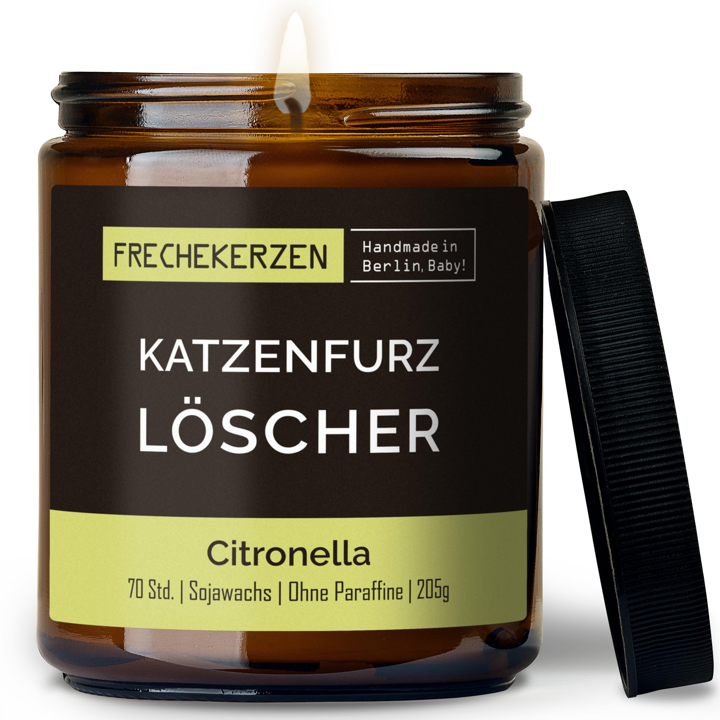 Original Frechekerzen Duftkerze Im Glas Mit Spruch Katzenfurz Löscher Geschenkidee Humor