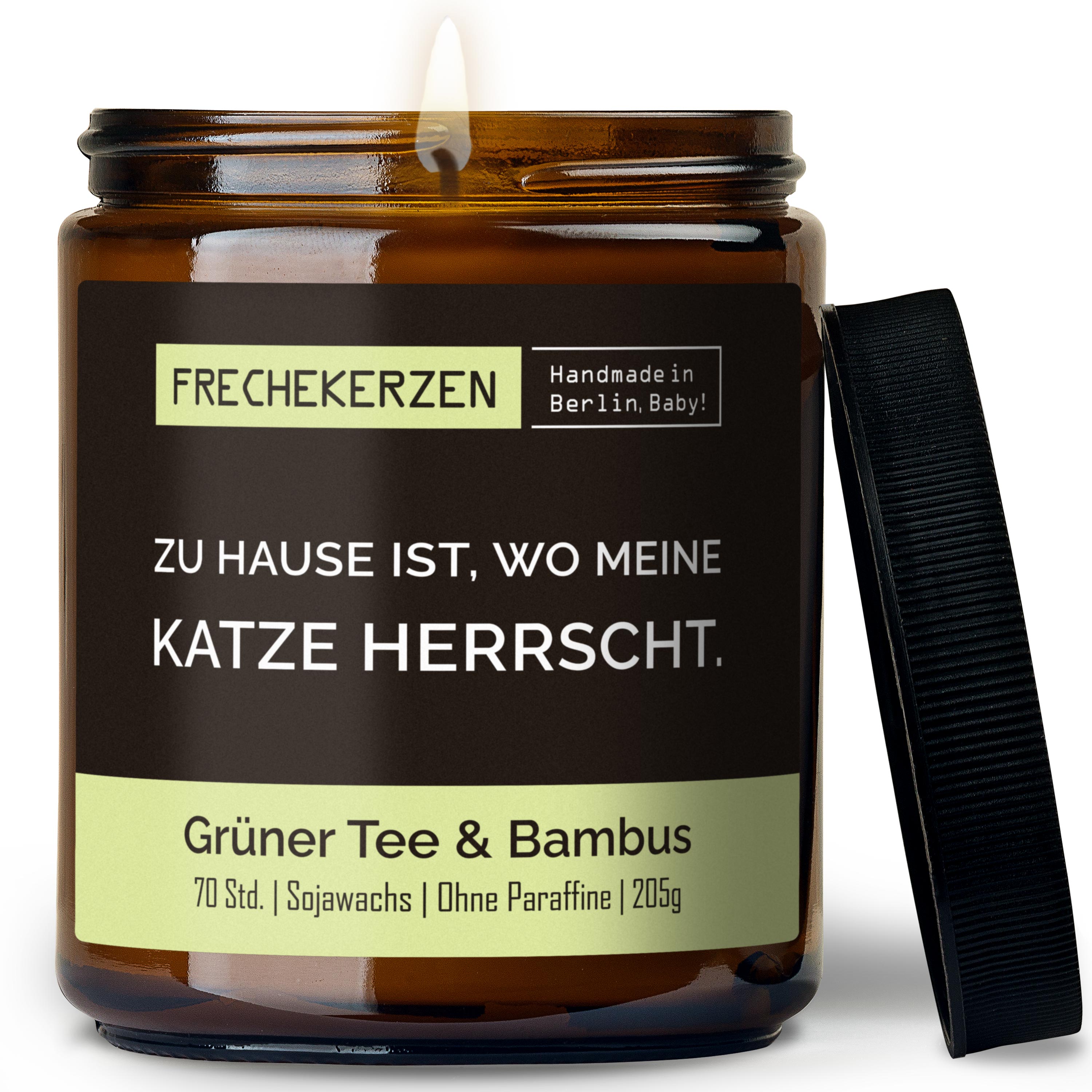 Original Freche Kerze Duftkerze Im Glas Mit Spruch Zu Hause Ist Wo Meine Katze Herrscht