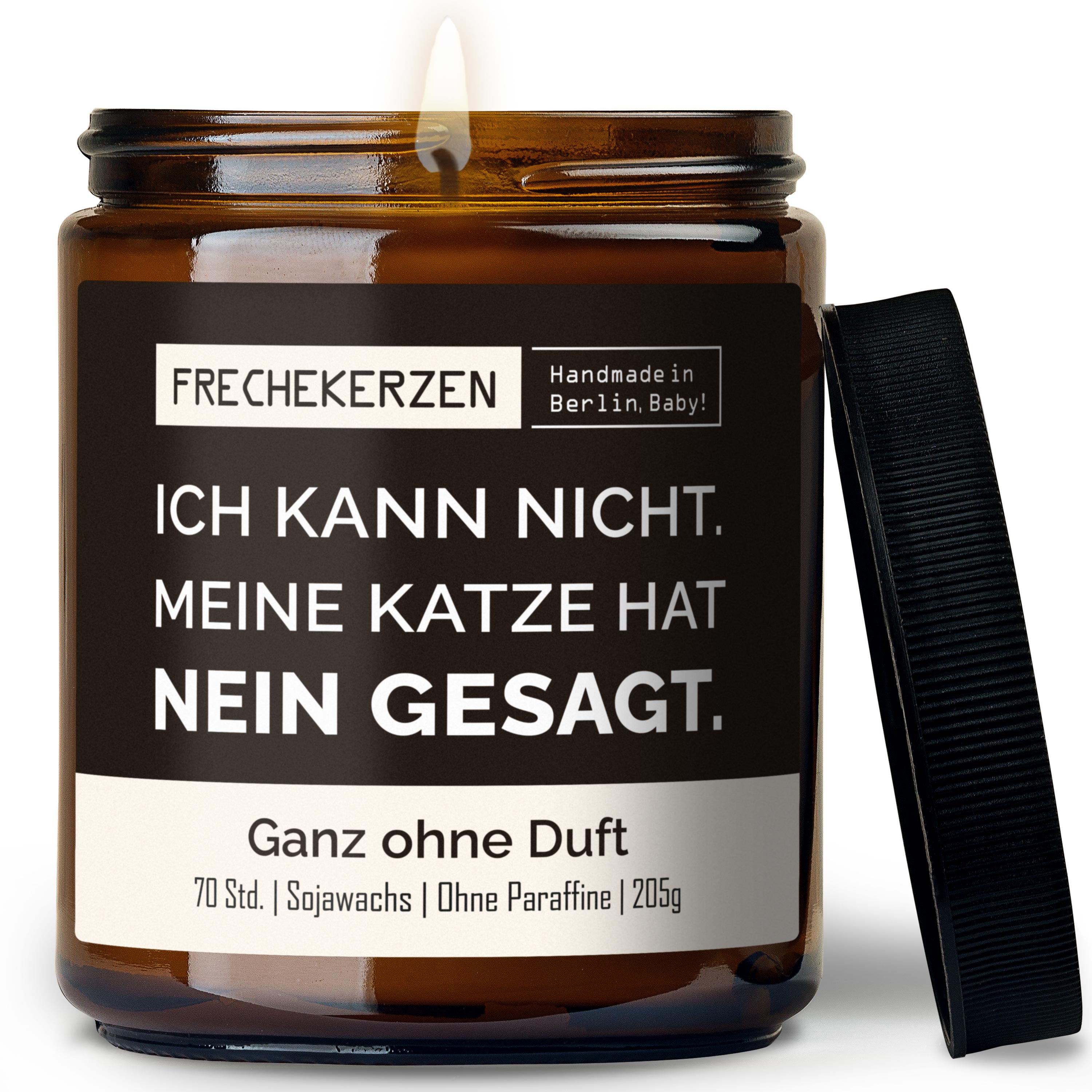 Original Frechekerzen Duftkerze Im Glas Mit Spruch Ich Kann Nicht Meine Katze Hat Nein Gesagt