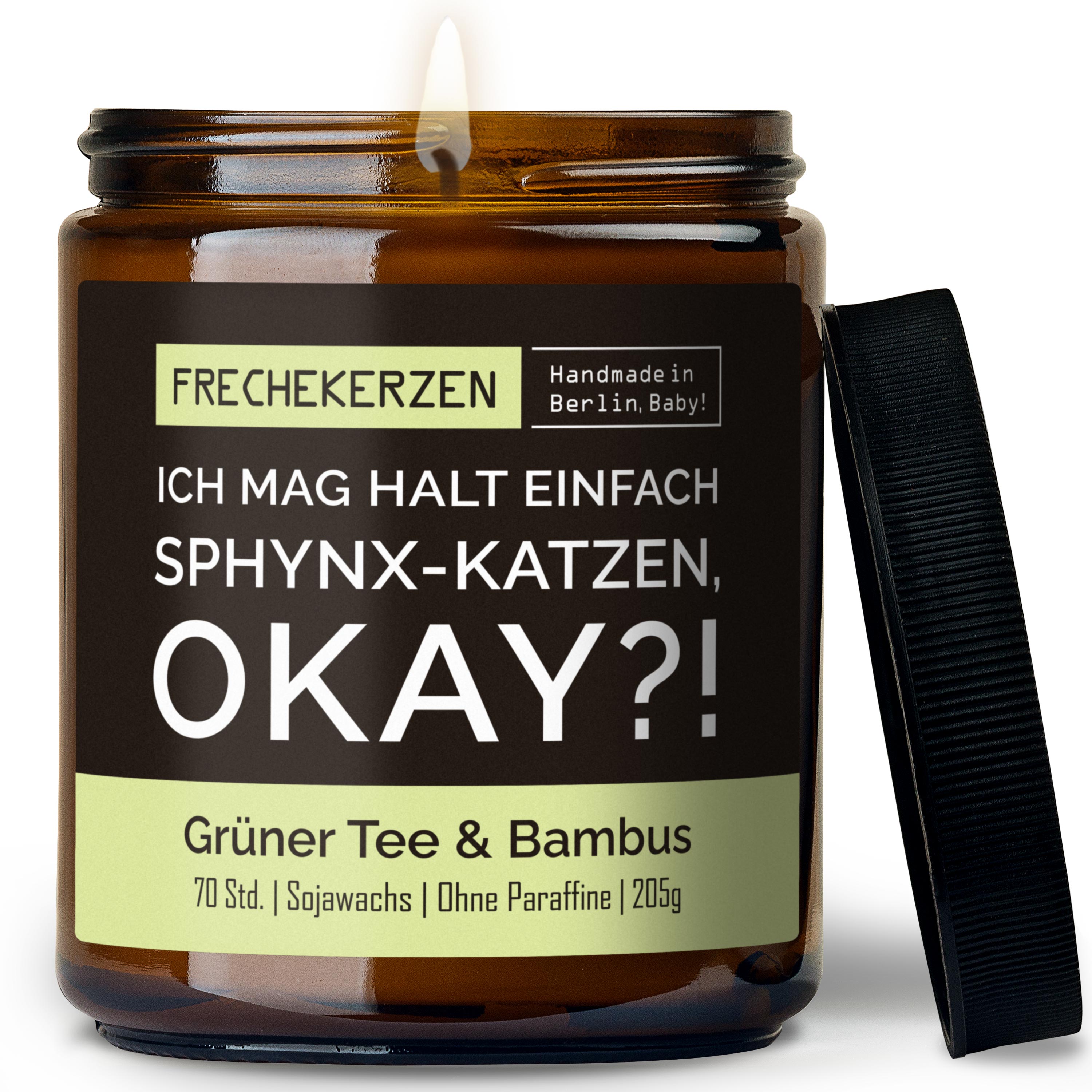 Original Frechekerzen Duftkerze Im Glas Mit Spruch Ich Mag Halt Einfach Sphynx Katzen