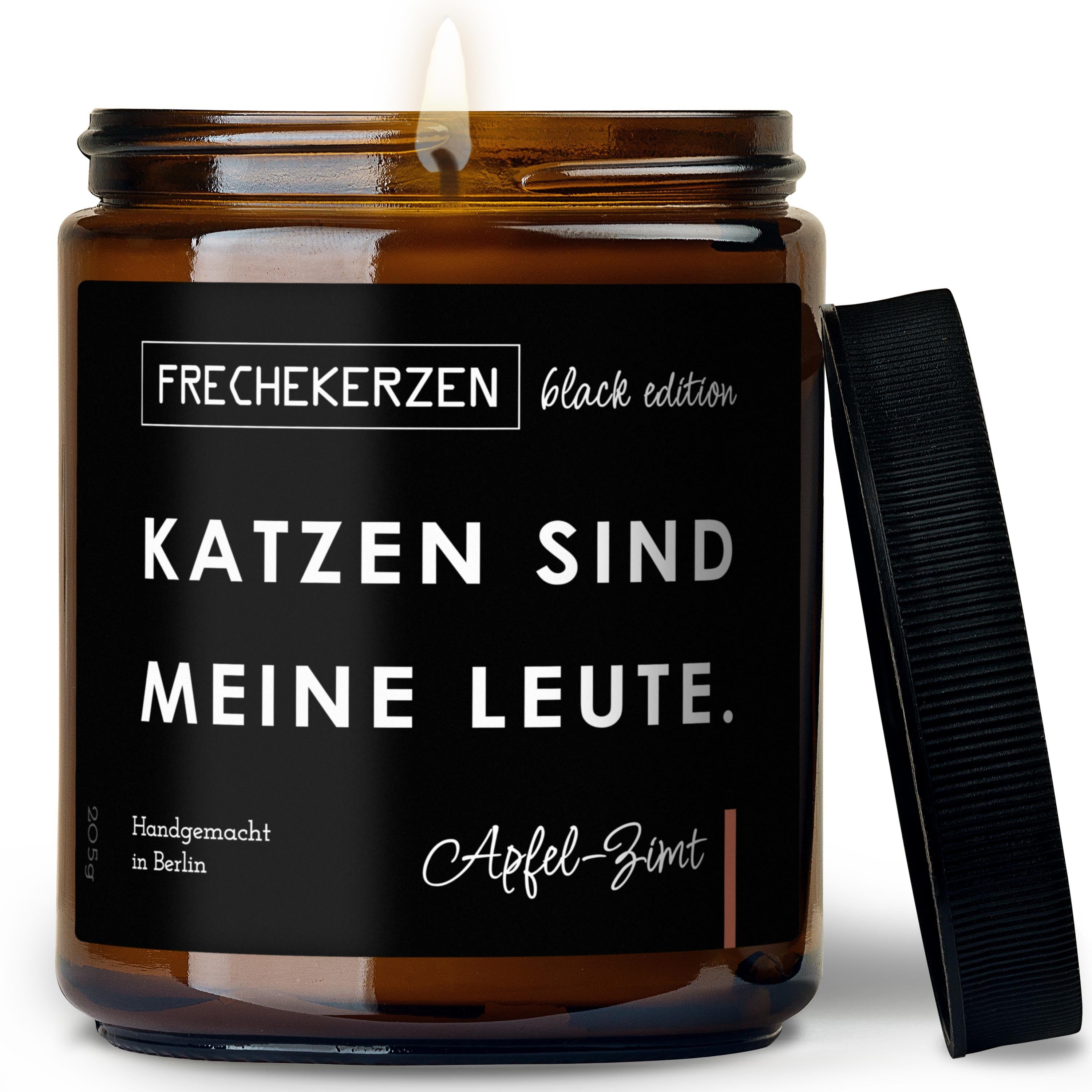 Freche Kerze Black Edition Duftkerze Im Glas Mit Spruch Katzen Sind Meine Leute Jetzt