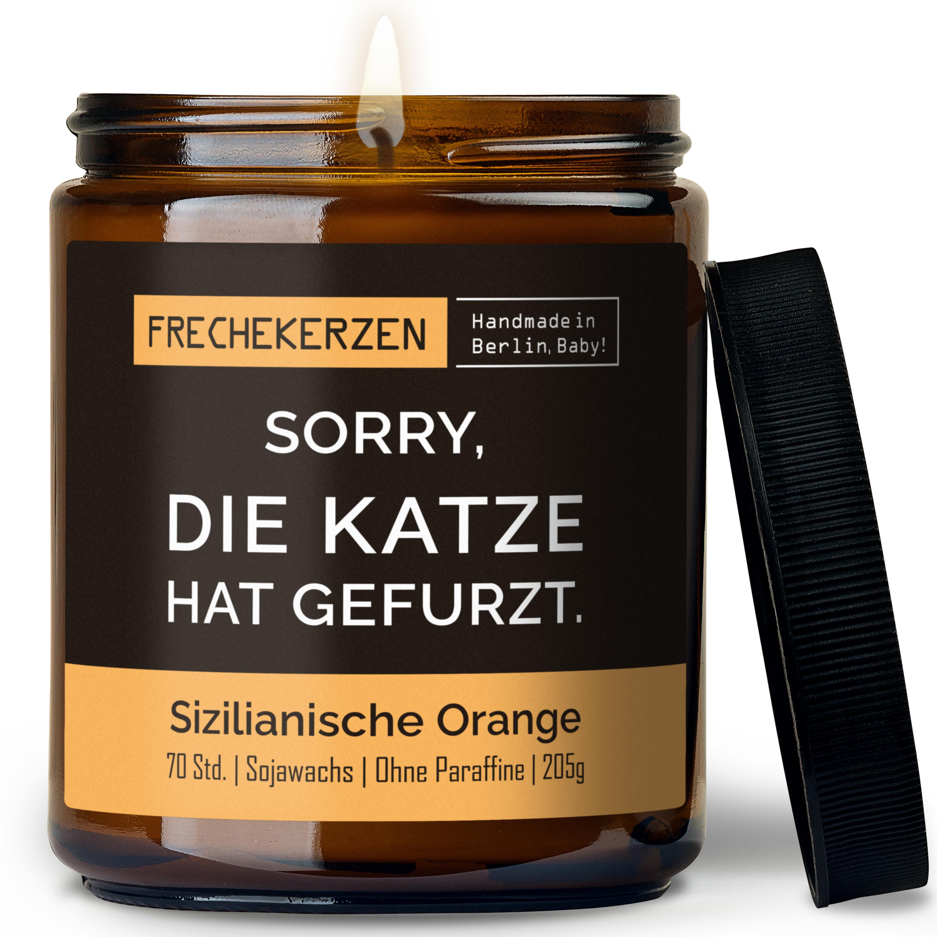 Freche Duftkerze Im Glas Mit Spruch Sorry Die Katze Hat Gefurzt Lustige Duftkerze Als Geschenk Für Katzenliebhaber