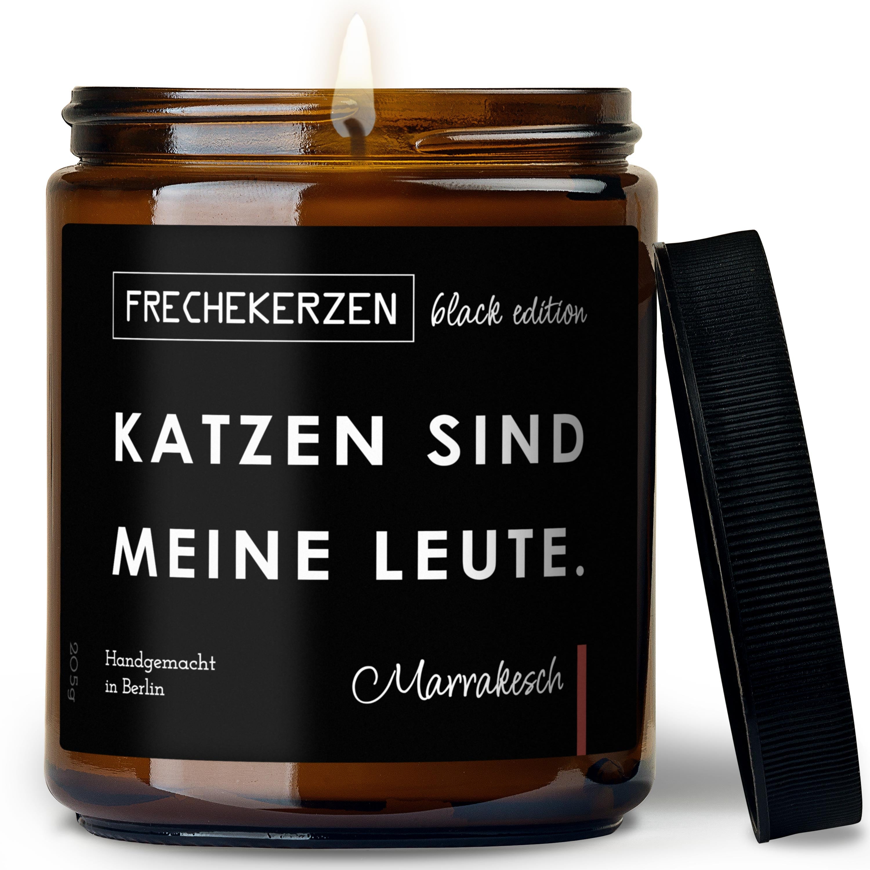 Freche Kerze Black Edition Duftkerze Im Glas Mit Spruch Katzen Sind Meine Leute Jetzt