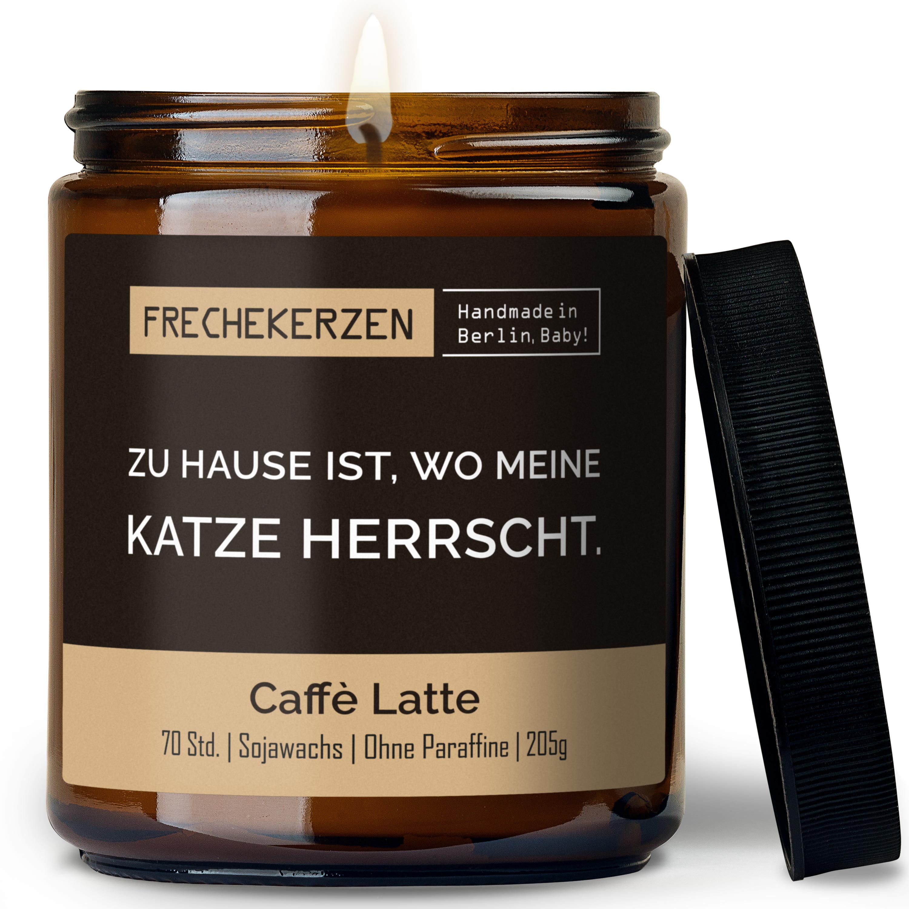 Original Freche Kerze Duftkerze Im Glas Mit Spruch Zu Hause Ist Wo Meine Katze Herrscht