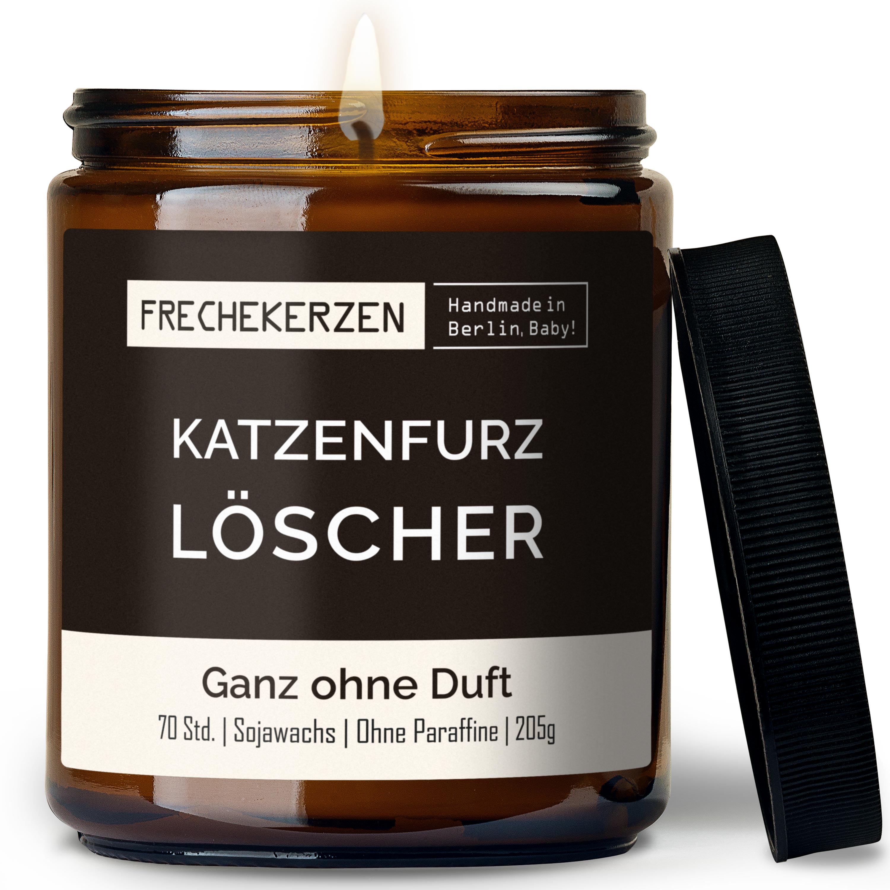 Original Frechekerzen Duftkerze Im Glas Mit Spruch Katzenfurz Löscher Geschenkidee Humor
