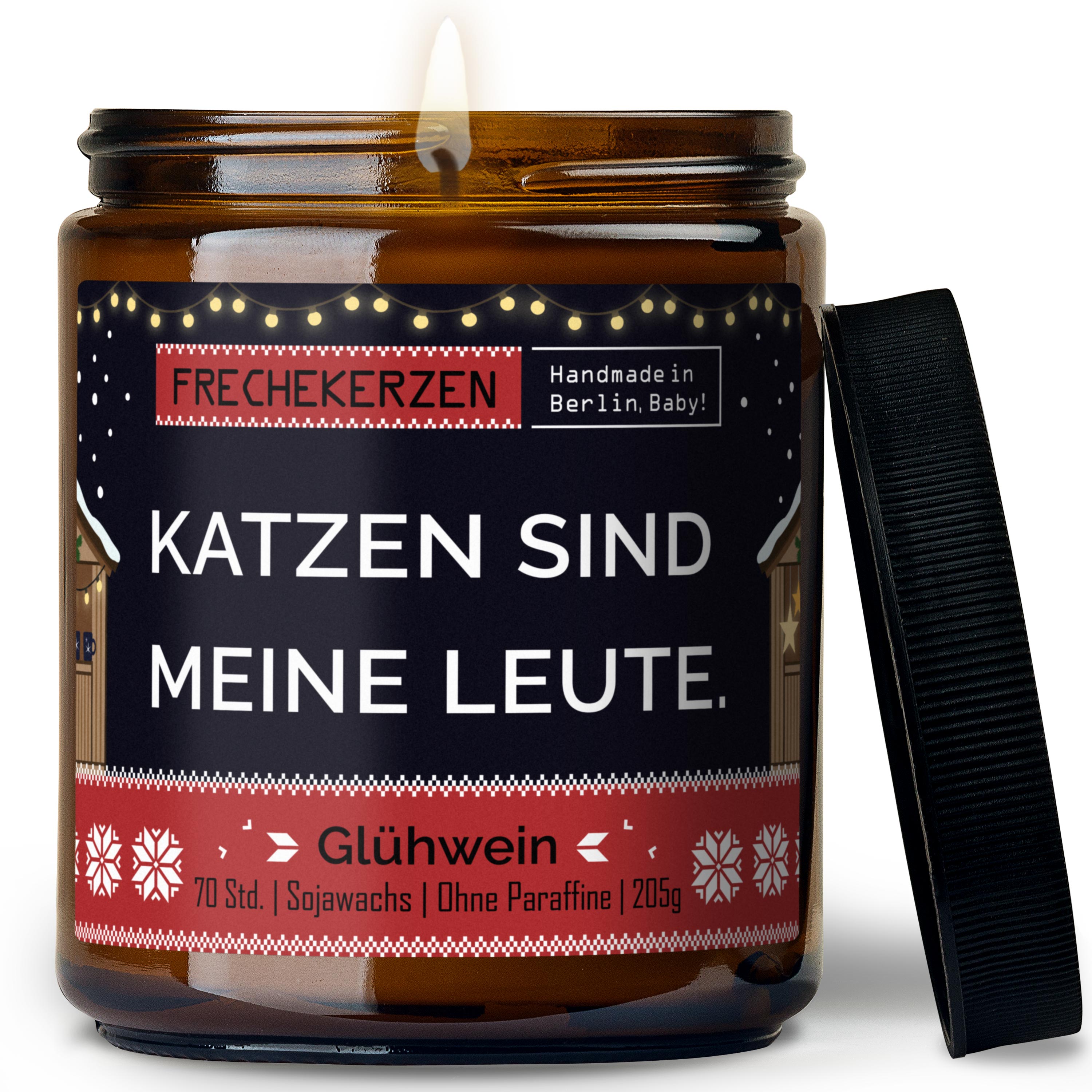 Original Frechekerzen Duftkerze Im Glas Mit Spruch Katzen Sind Meine Leute Ideales Katzenfreundliches Geschenk