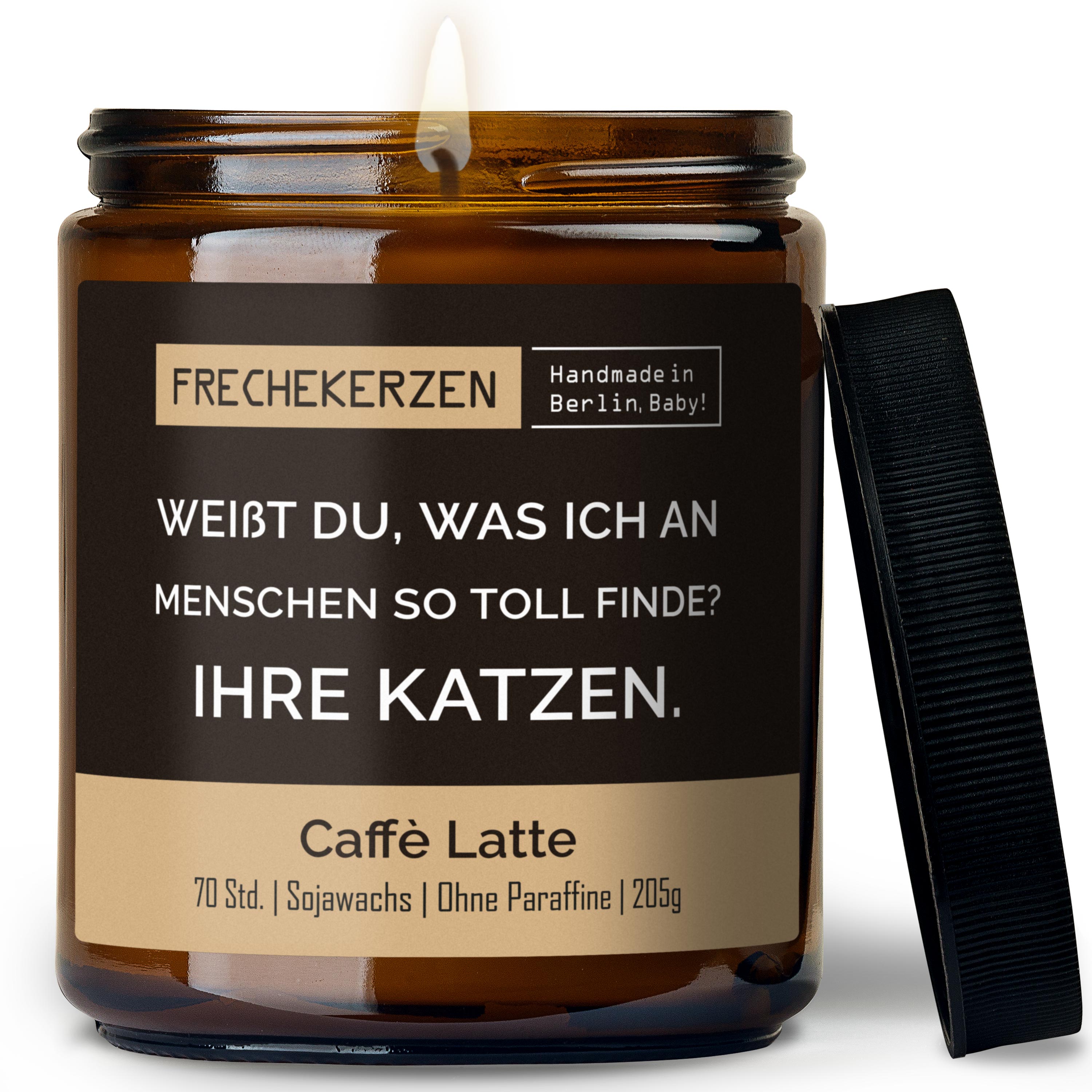 Original Frechekerzen Duftkerze Im Glas Mit Spruch Weißt Du Was Ich An Menschen So Toll Finde Ihre Katzen
