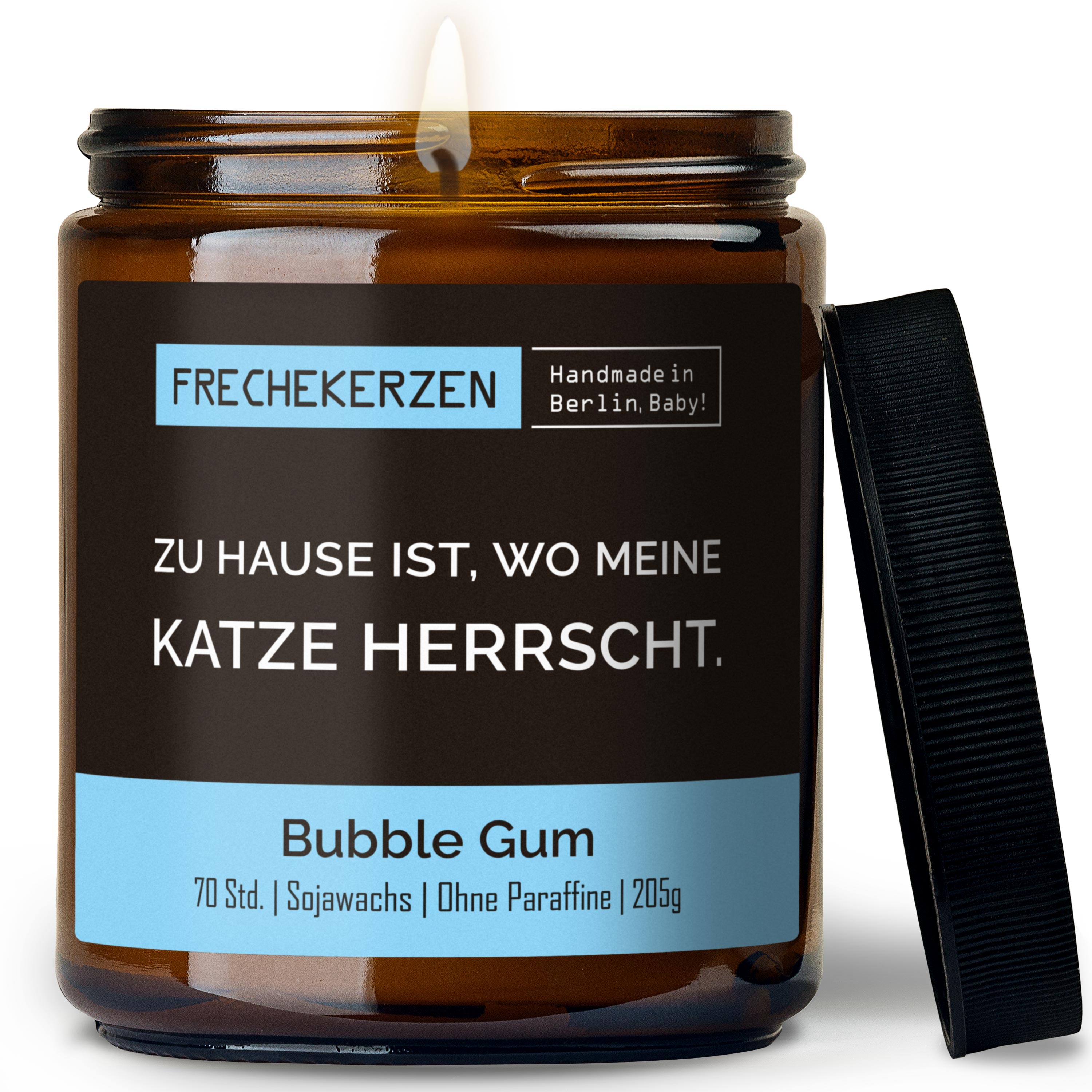 Original Freche Kerze Duftkerze Im Glas Mit Spruch Zu Hause Ist Wo Meine Katze Herrscht