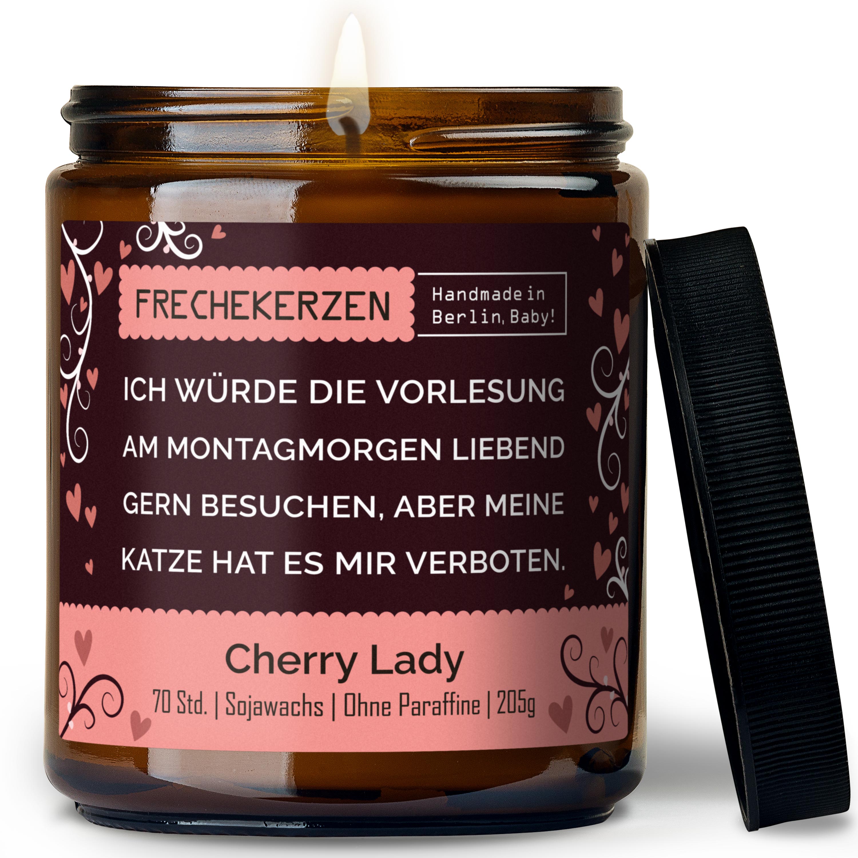 Geschenkkerze Frechekerzen Duftkerze Im Glas Mit Spruch Ich Würde Die Vorlesung Am Montagmorgen Liebend Gern Besuchen