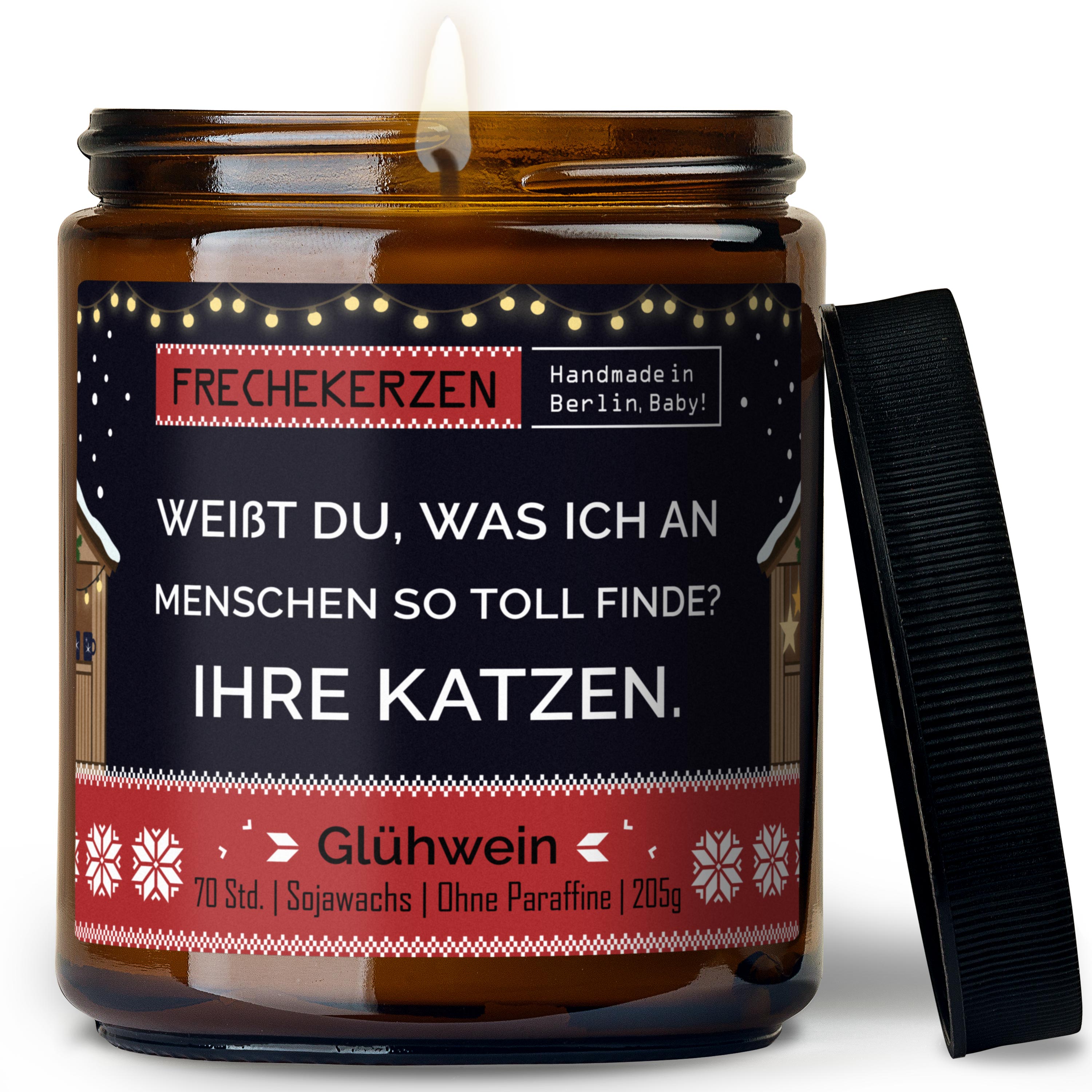 Originale Frechekerzen Duftkerze Im Glas Mit Spruch Katzen Apfel Zimt Duftkerzen