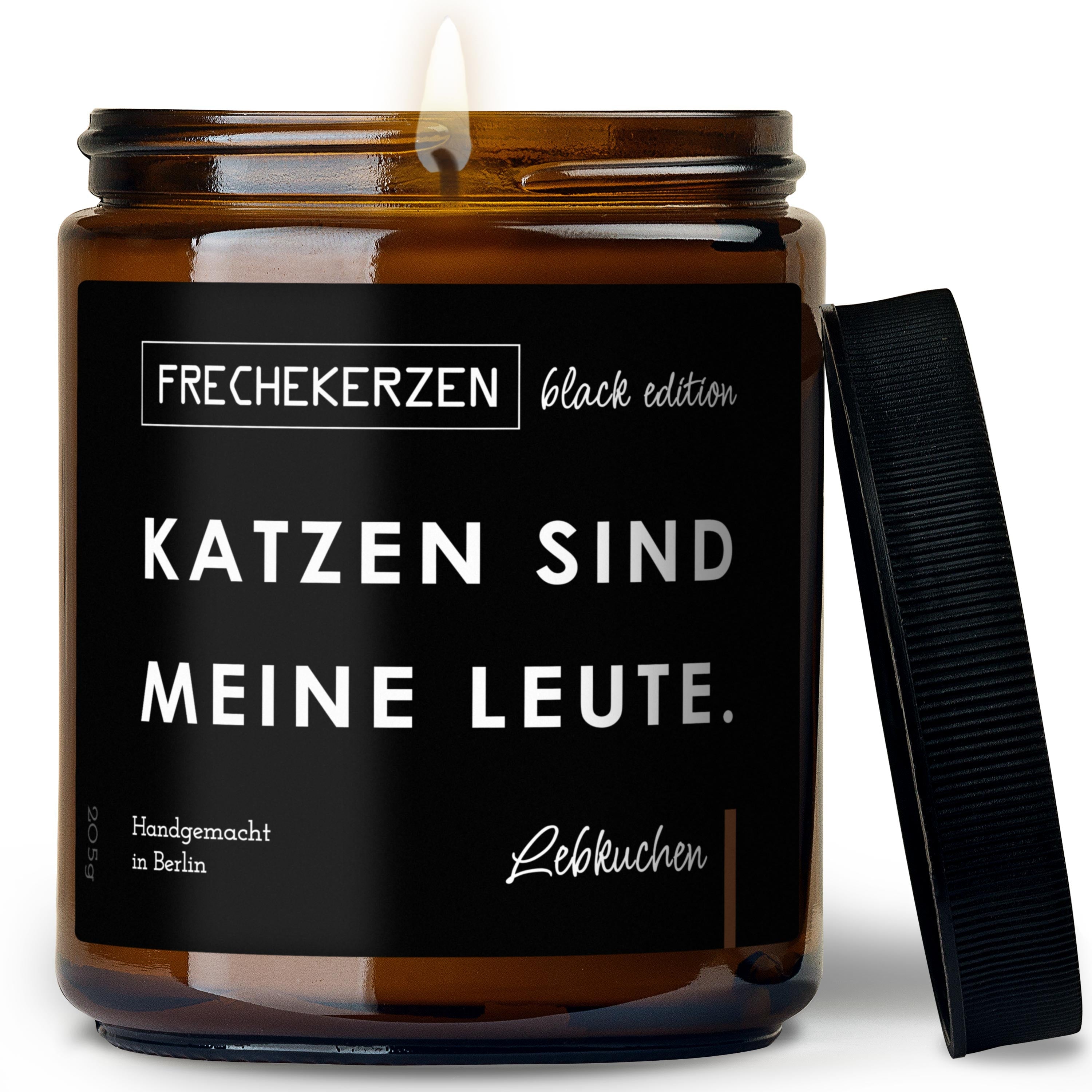 Freche Kerze Black Edition Duftkerze Im Glas Mit Spruch Katzen Sind Meine Leute Jetzt
