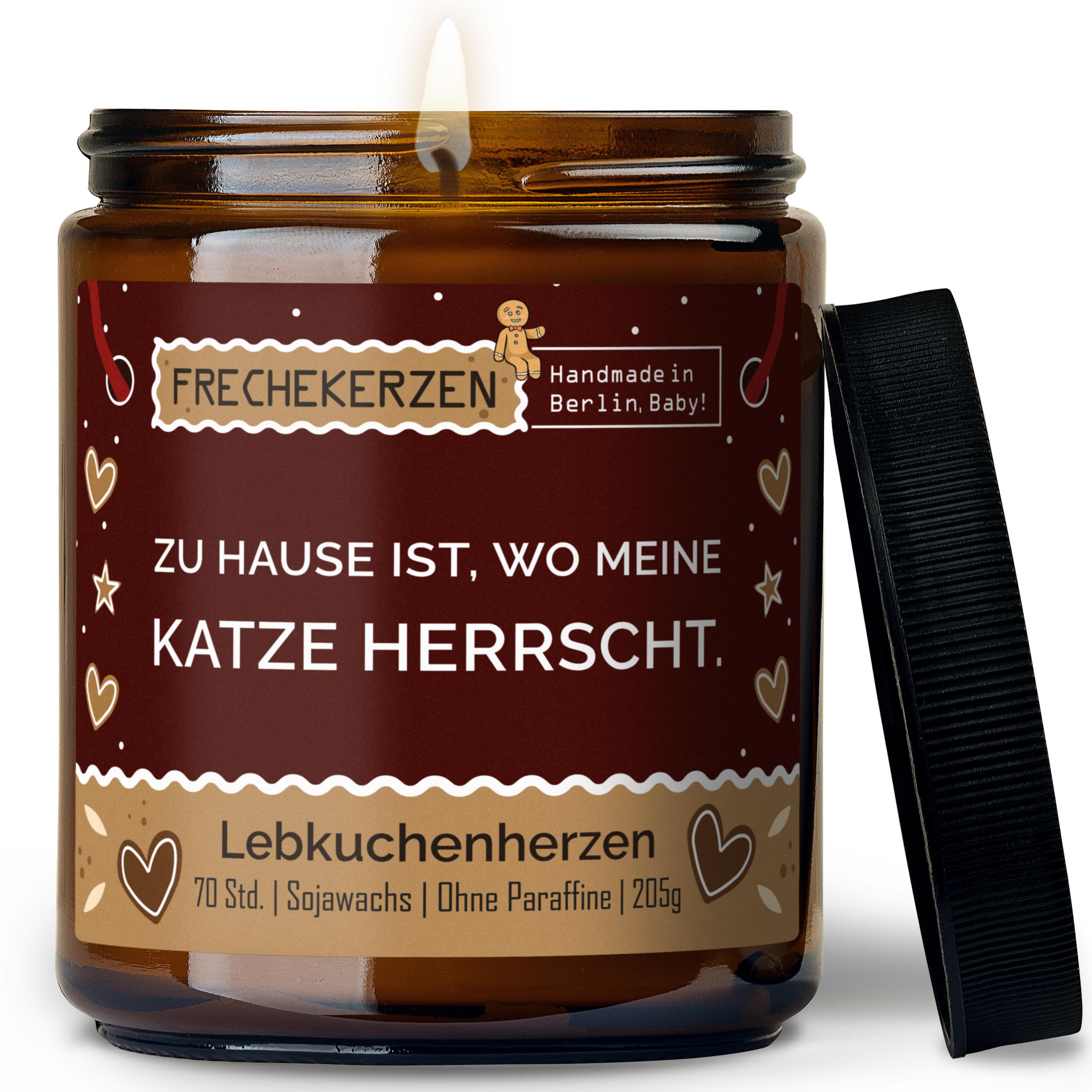Original Freche Kerze Duftkerze Im Glas Mit Spruch Zu Hause Ist Wo Meine Katze Herrscht