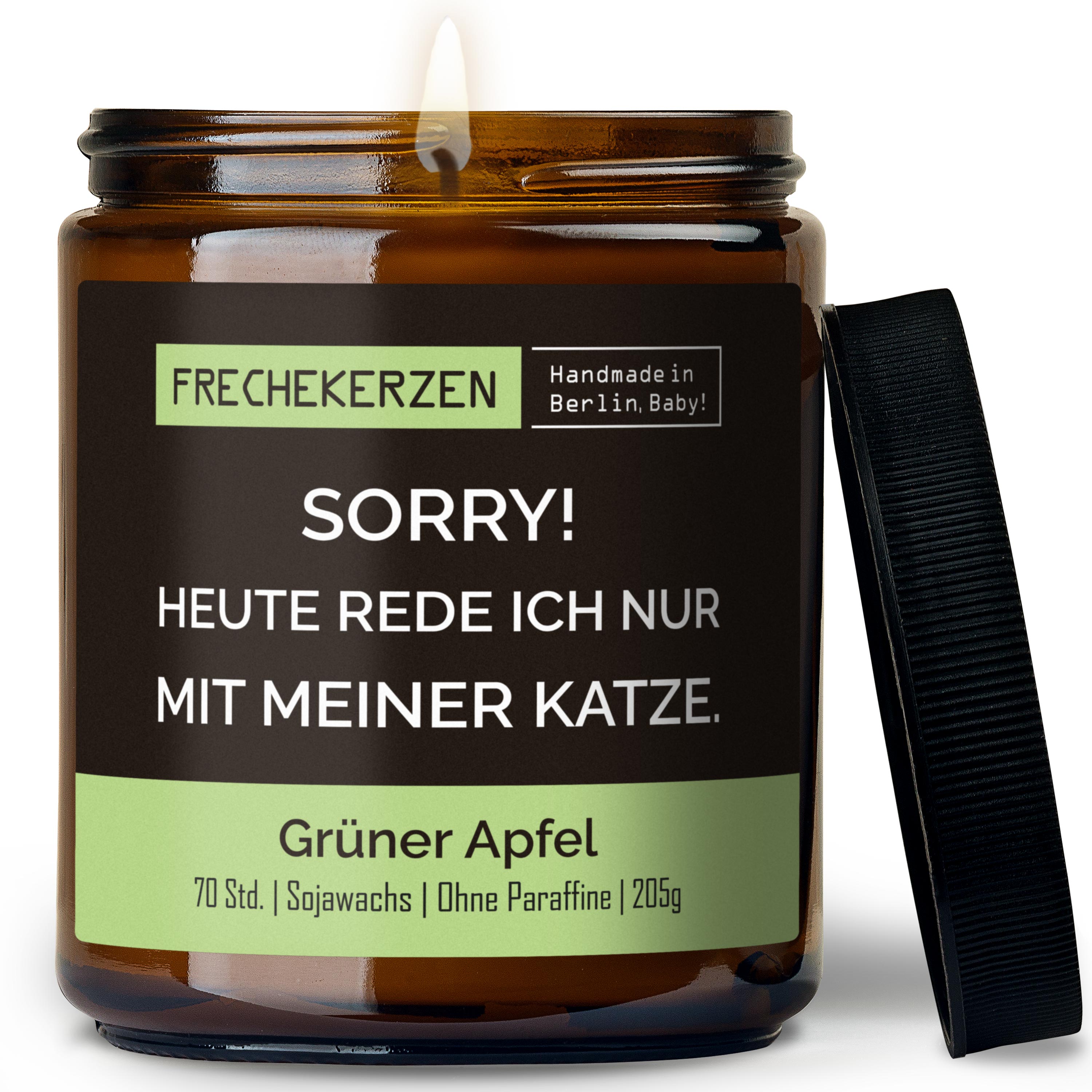 Sojawachs Kerze Frechekerzen Duftkerze Im Glas Mit Spruch Sorry Heute Rede Ich Nur Mit Meiner Katze