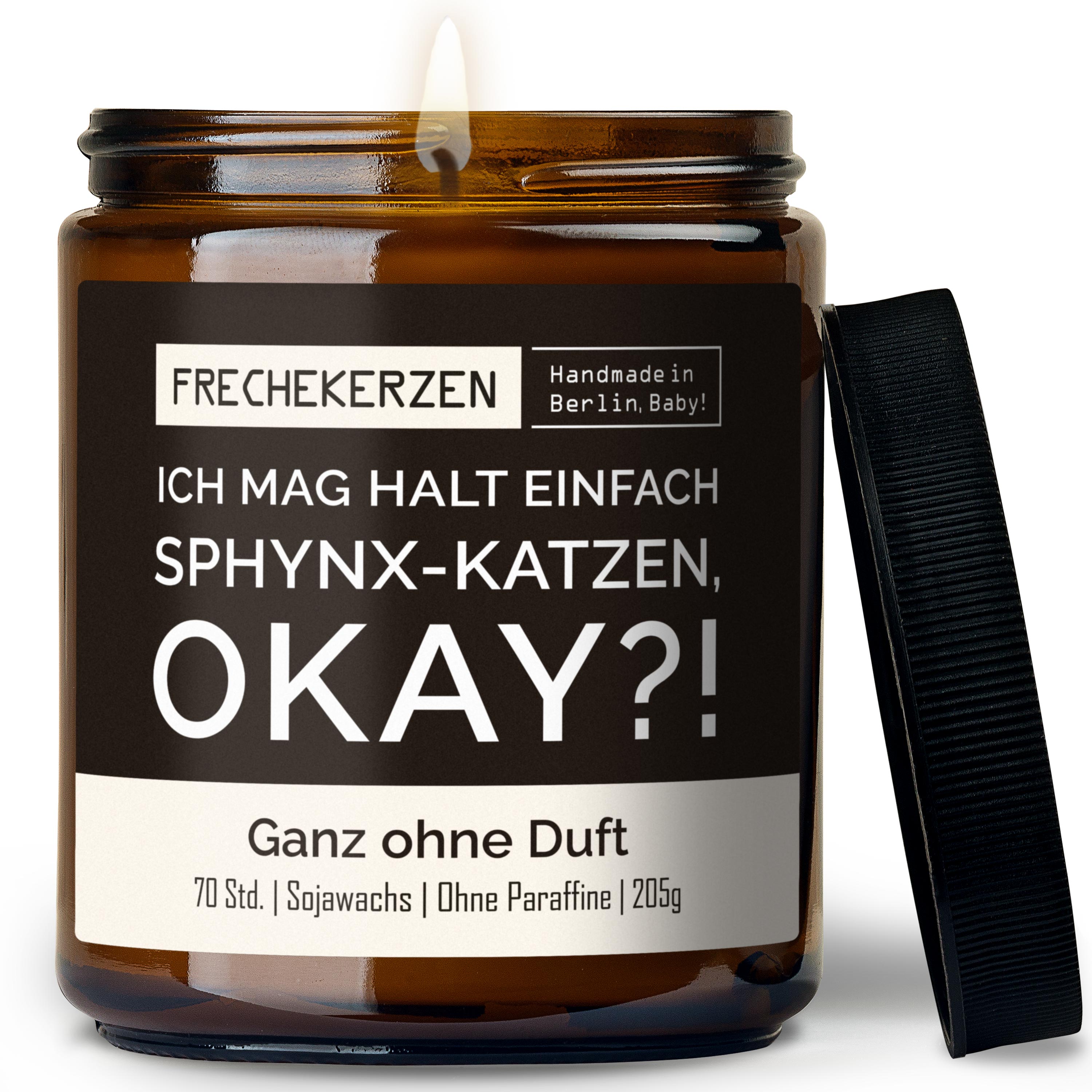 Original Frechekerzen Duftkerze Im Glas Mit Spruch Ich Mag Halt Einfach Sphynx Katzen