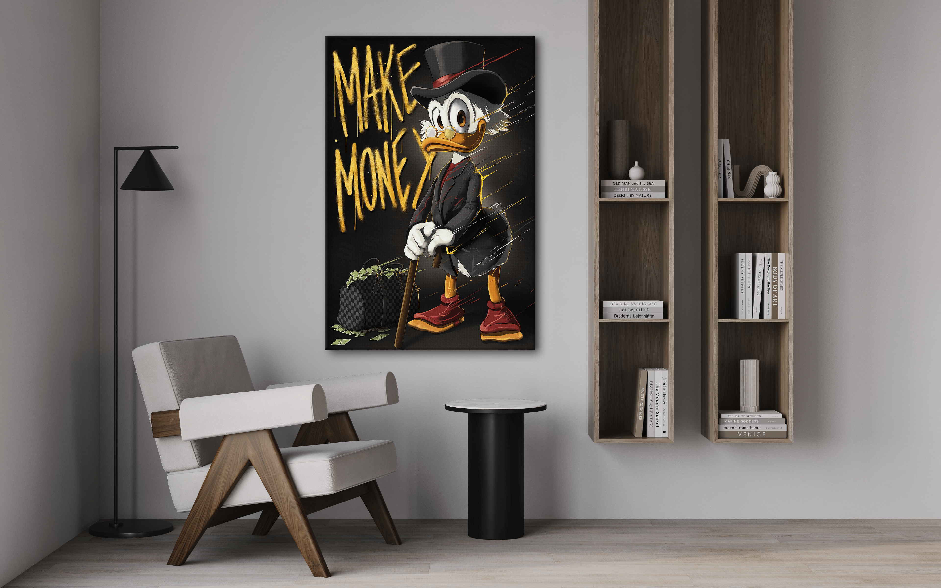 Make Money Dagobert - Leinwandbild Pop Art / Motivation
