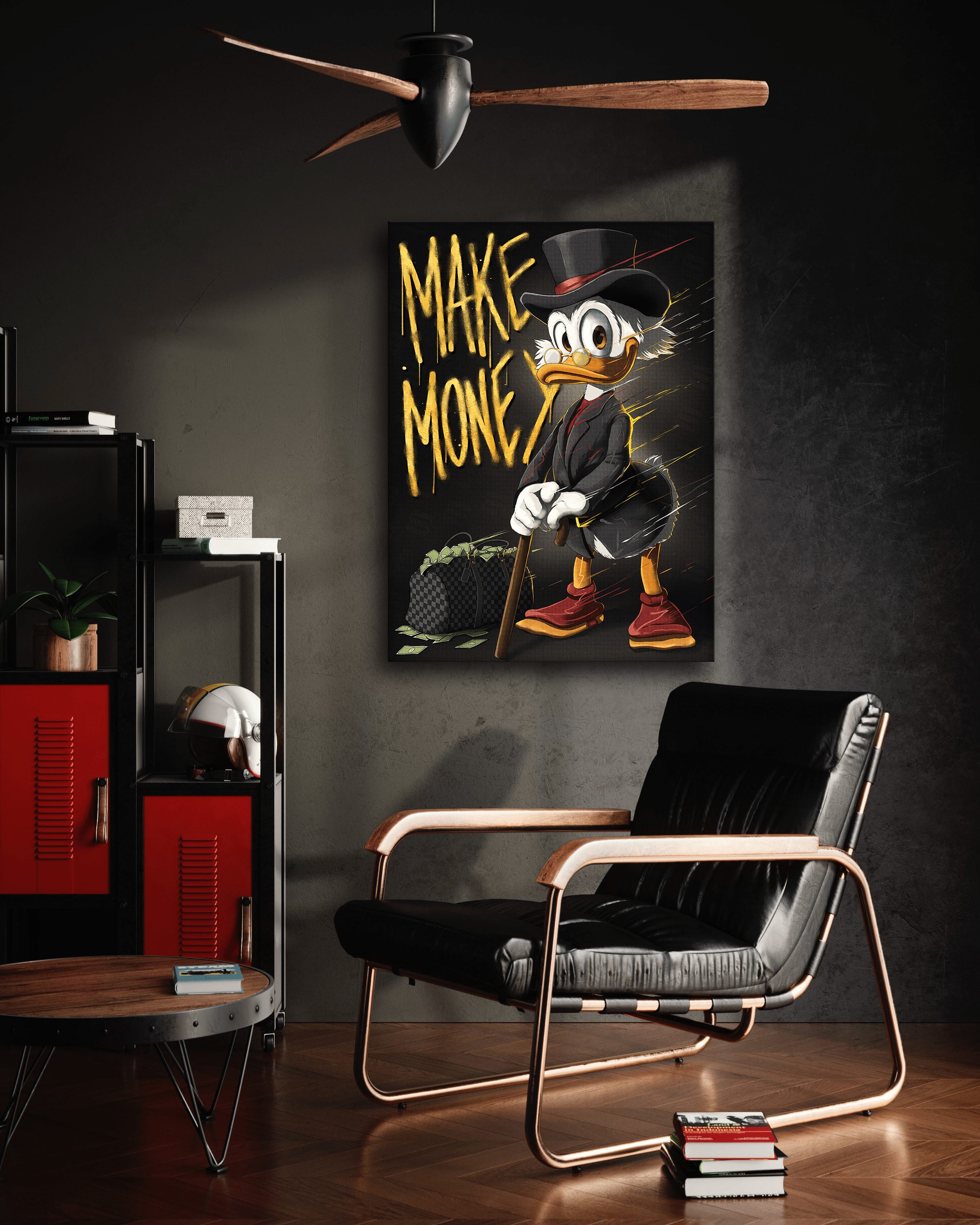 Make Money Dagobert - Leinwandbild Pop Art / Motivation