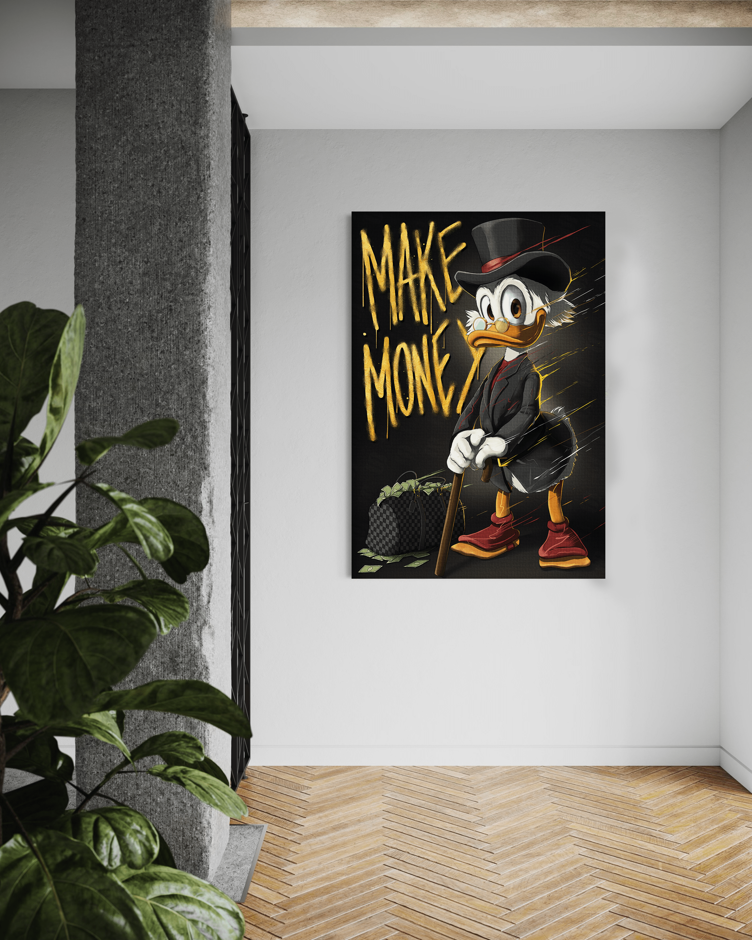 Make Money Dagobert - Leinwandbild Pop Art / Motivation