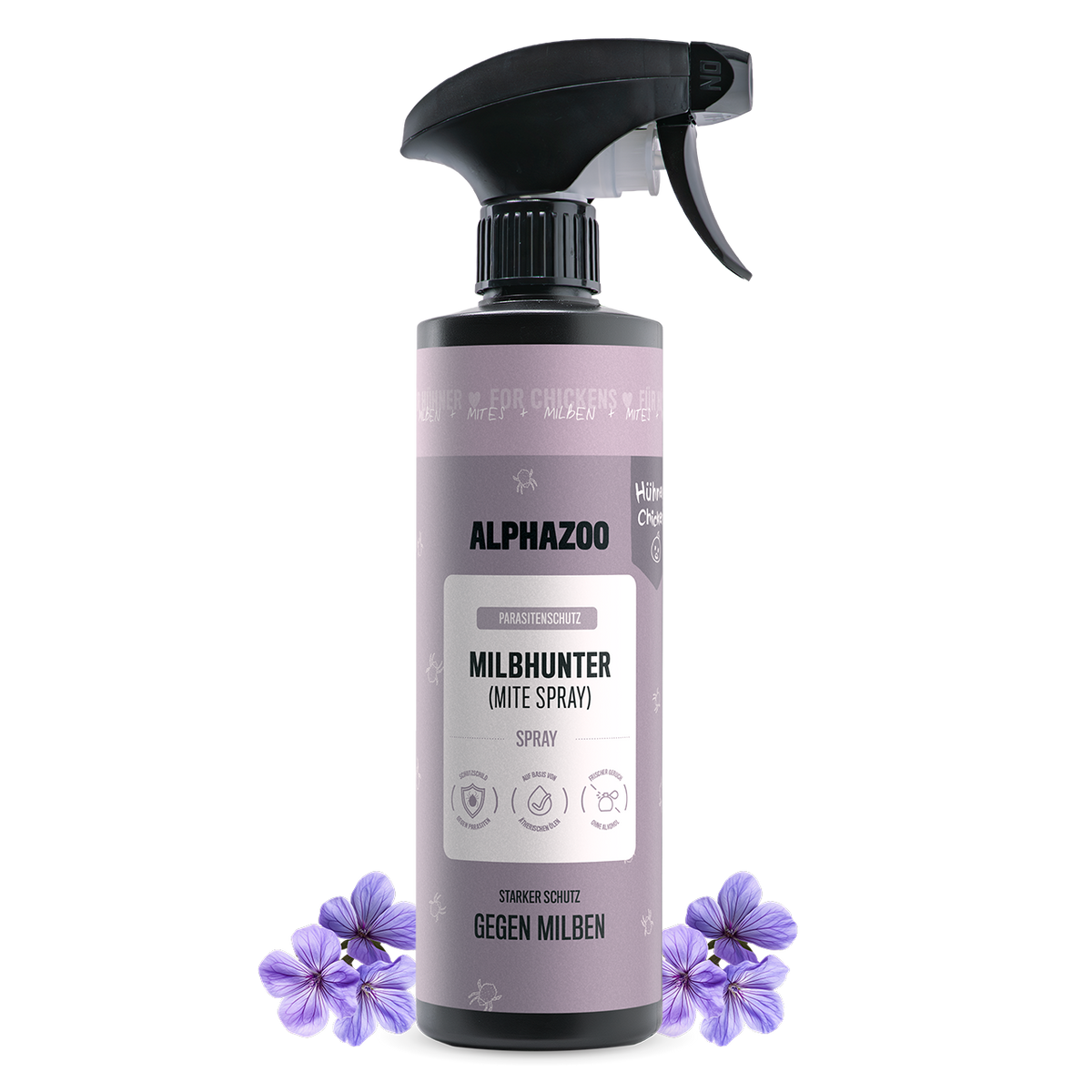 MilbHunter Milbenspray für Hühner in Sprühflasche mit 500ml für effektiven Milbenschutz.