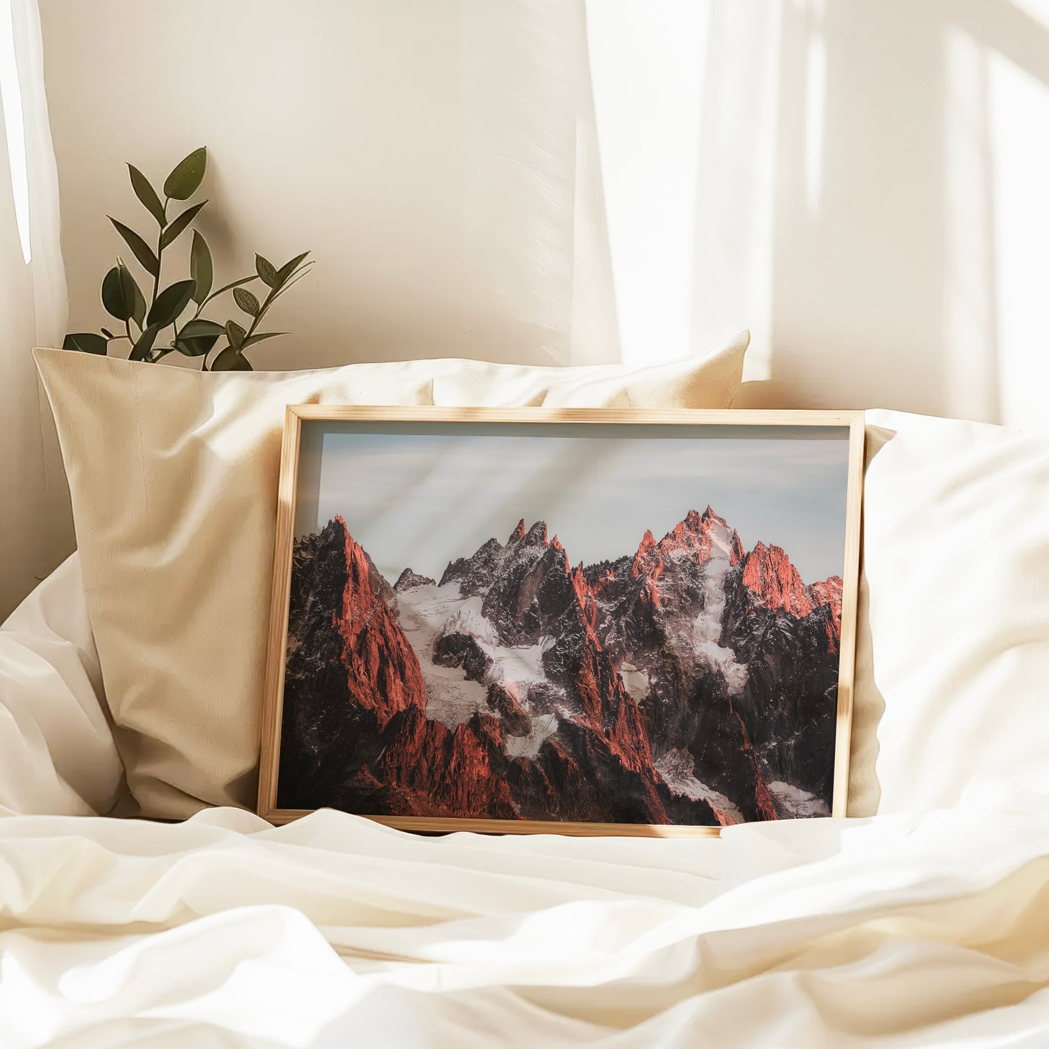 Aiguilles of Mont Blanc Wall Art – Alpine Sunset Photography Print