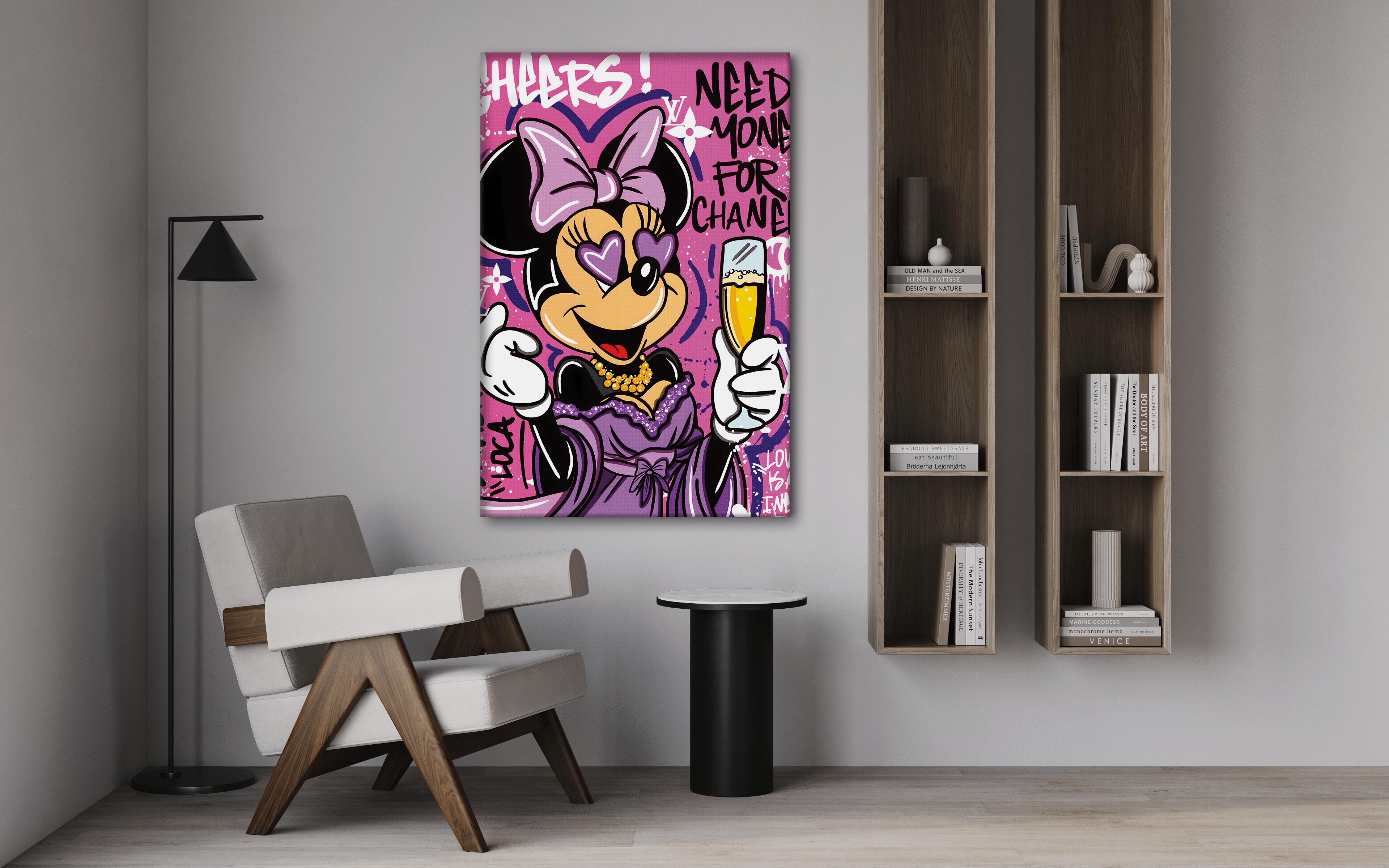 Minnie needs Money - Leinwandbild Pop Art / Motivation