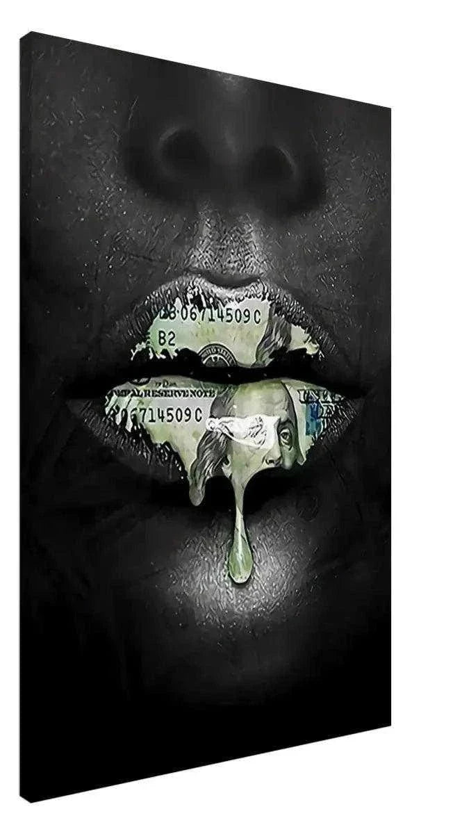 Money Kiss - Leinwandbild Luxuriös by SimpleCanvas