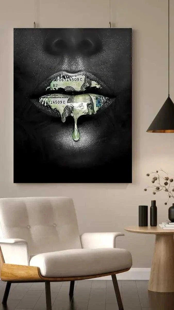 Money Kiss - Leinwandbild Luxuriös by SimpleCanvas