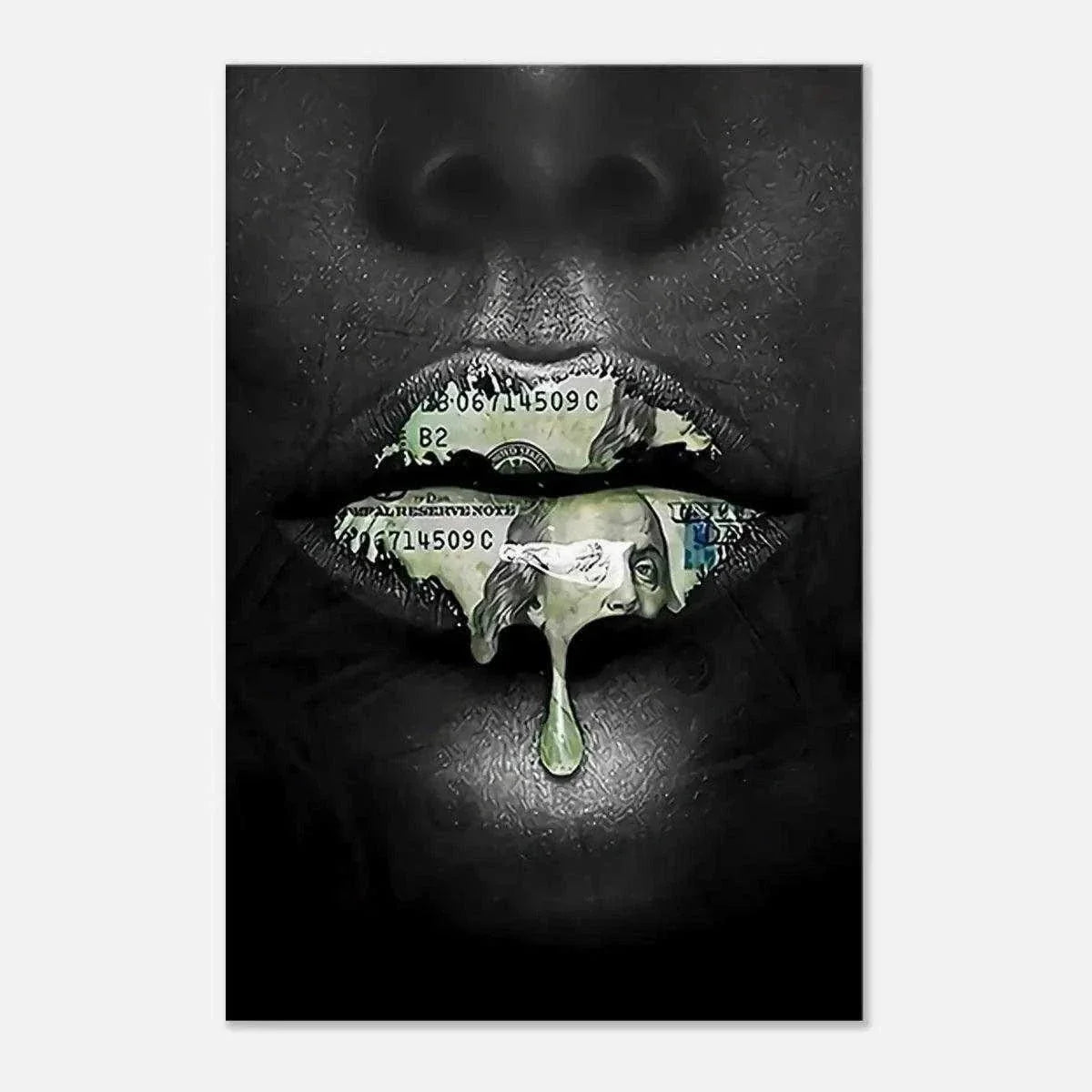 Money Kiss - Leinwandbild Luxuriös by SimpleCanvas