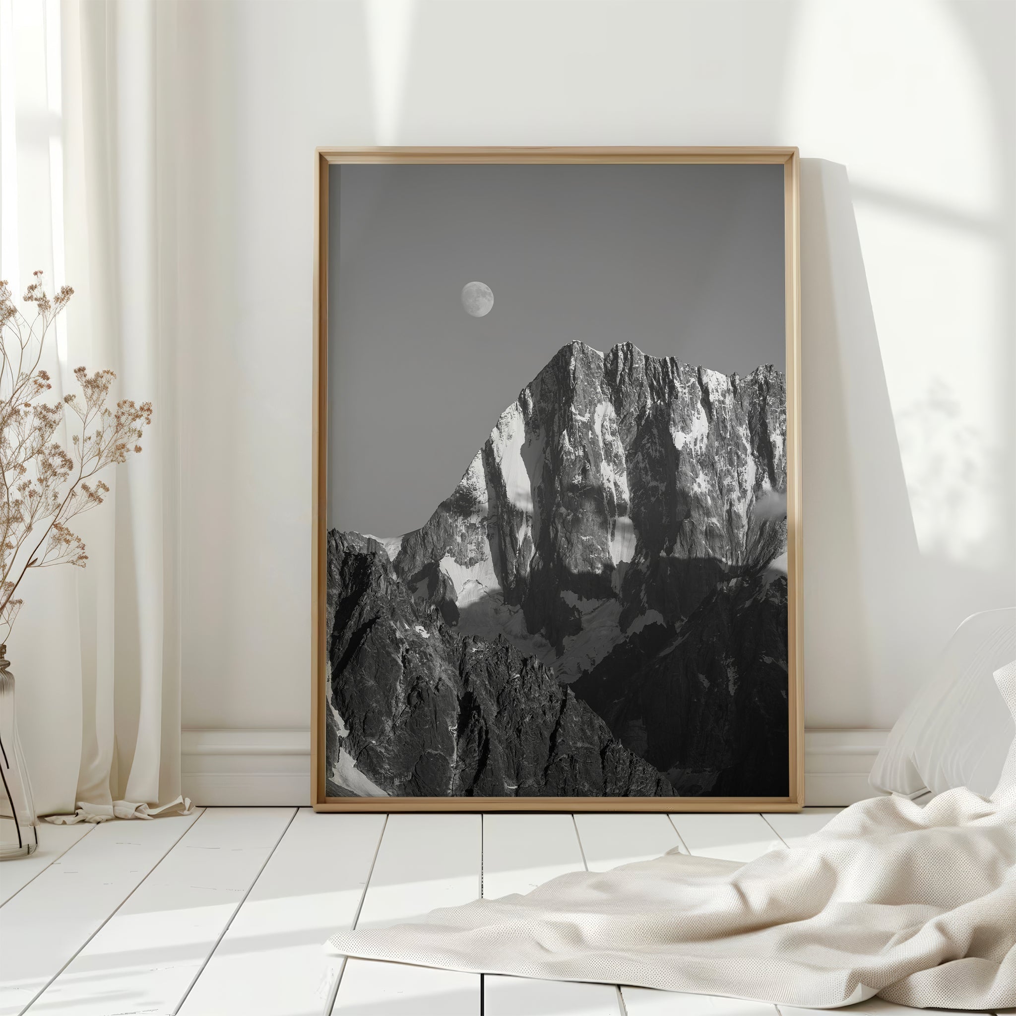Grandes Jorasses Print – Black and White Mont Blanc Alpine Wall Art