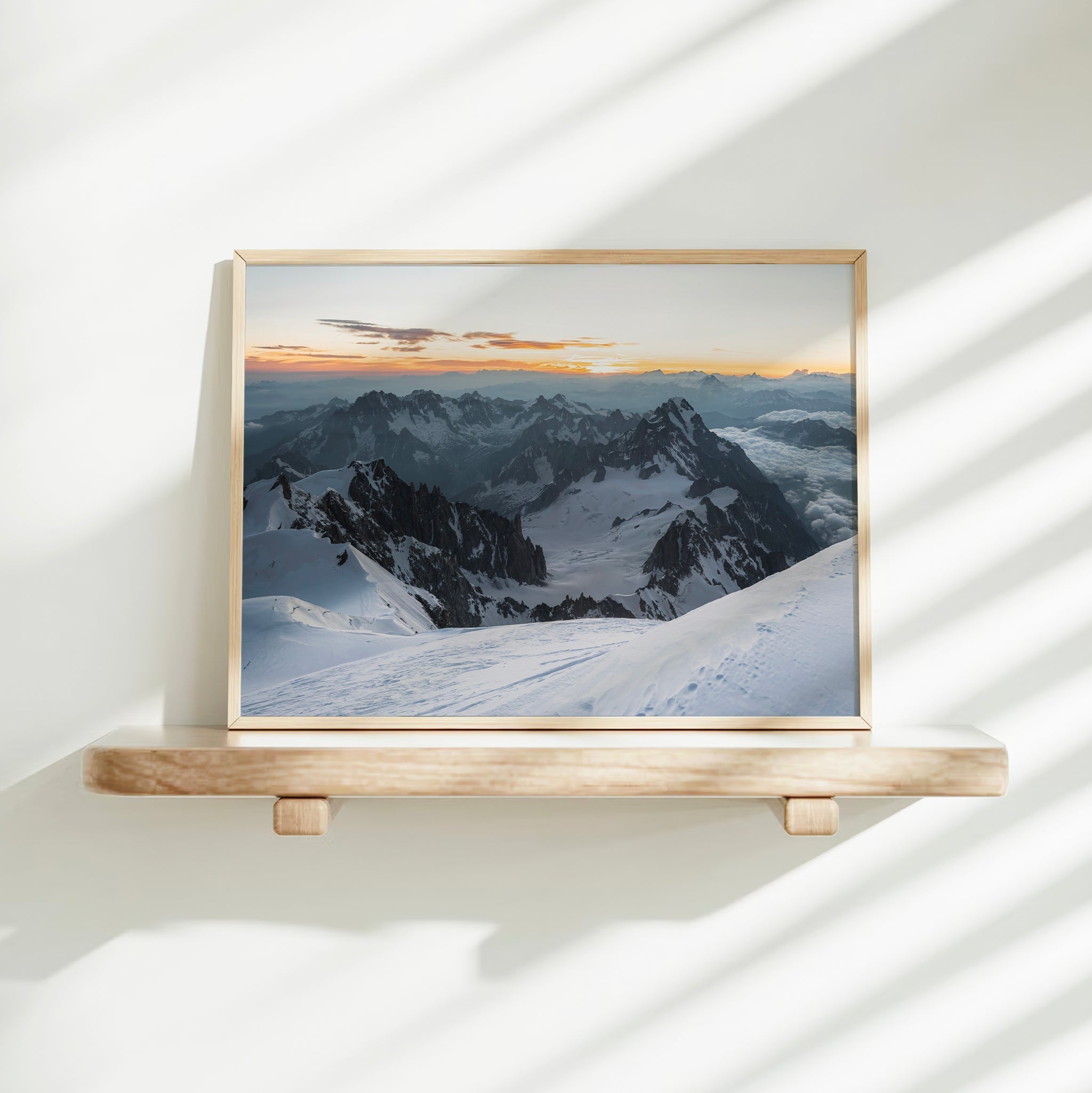 Mont Blanc Summit Wall Art Print – Stunning Alpine Landscape at Sunrise