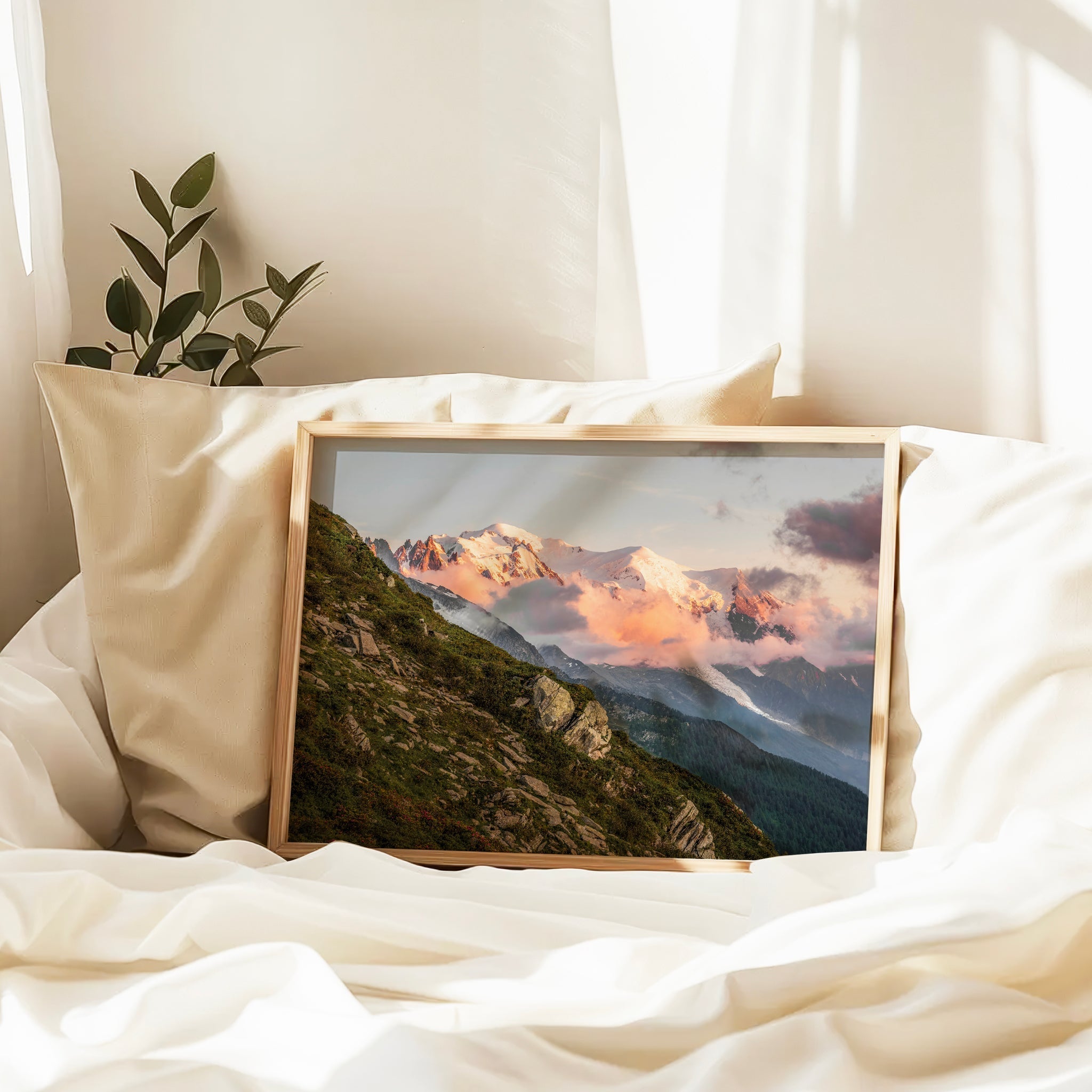 Mont Blanc Massif Sunset Wall Art Print - Chamonix Print
