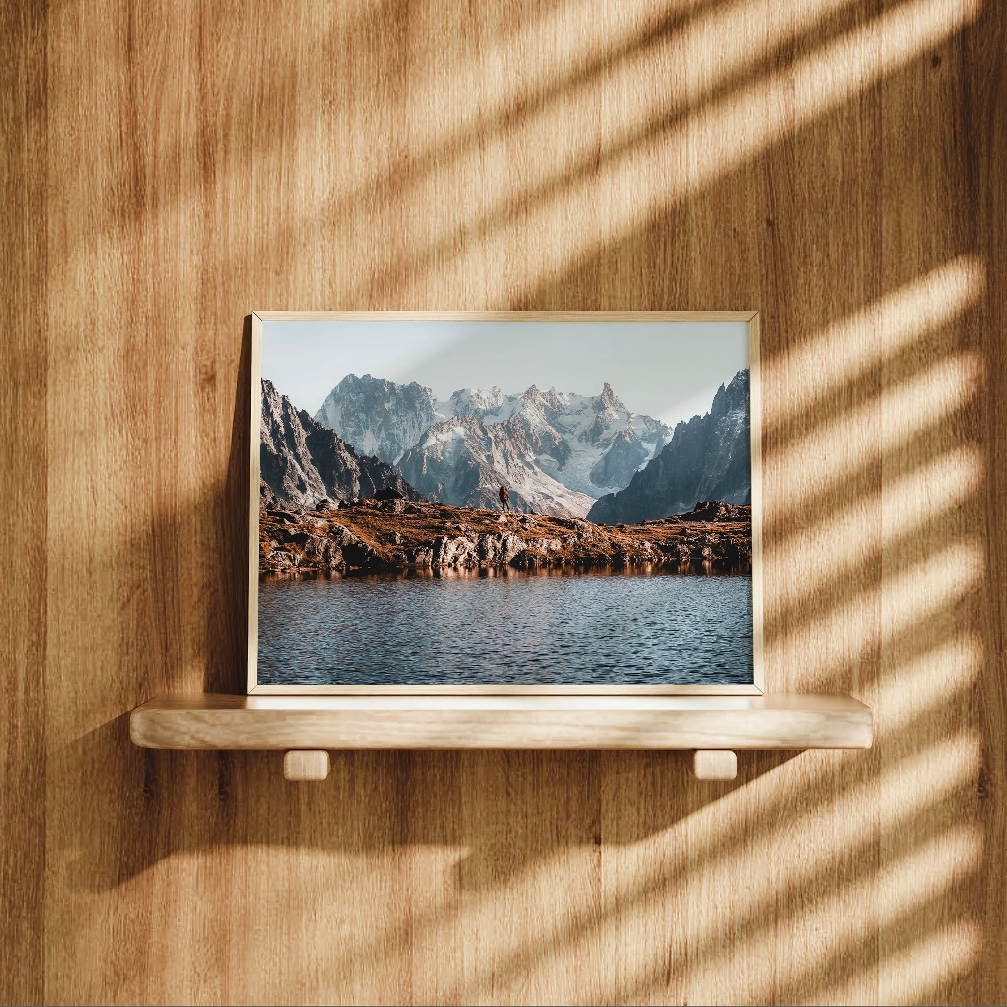 Tour du Mont Blanc Wall Art - Hiker with Alpine Reflections | Chamonix Print