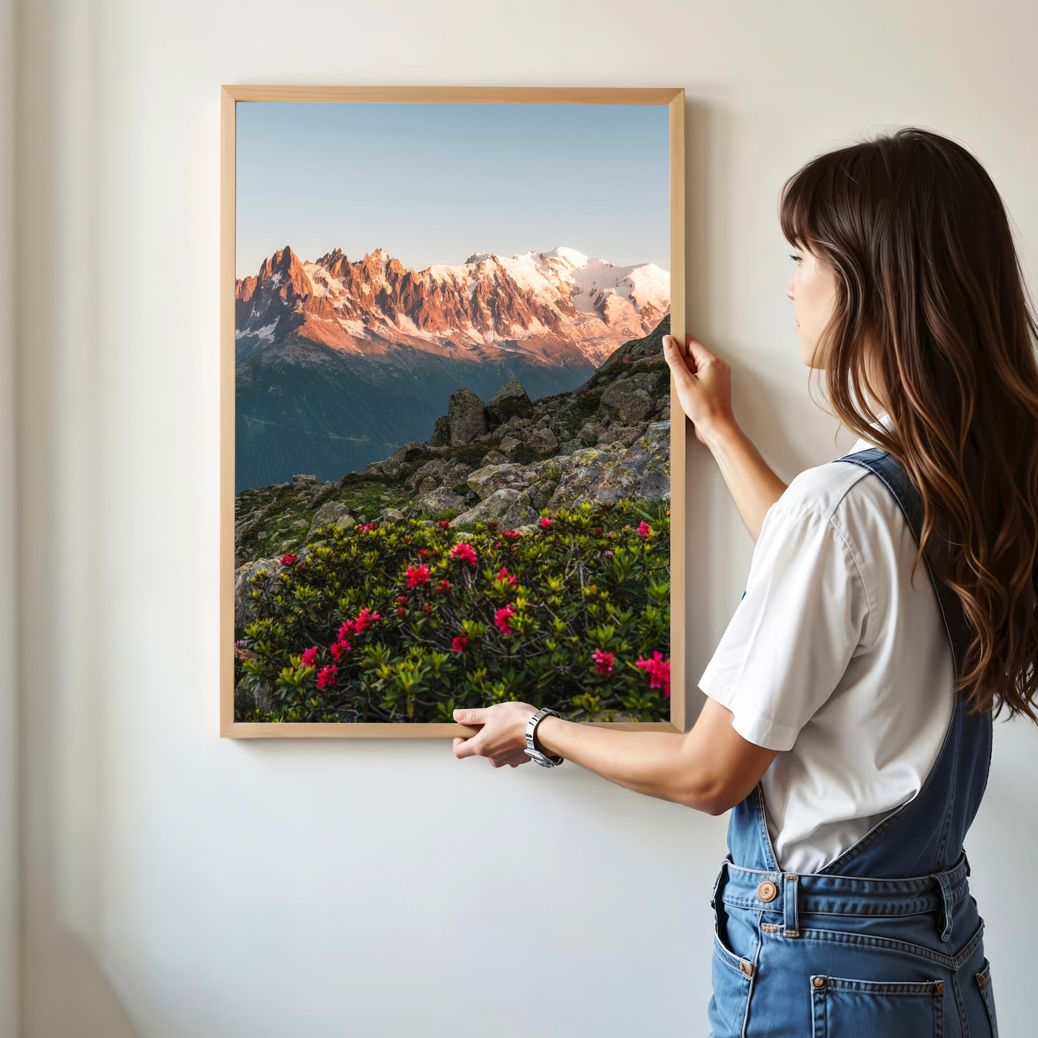 Mont Blanc Massif with Vibrant Flowers - Chamonix Wall Art Print