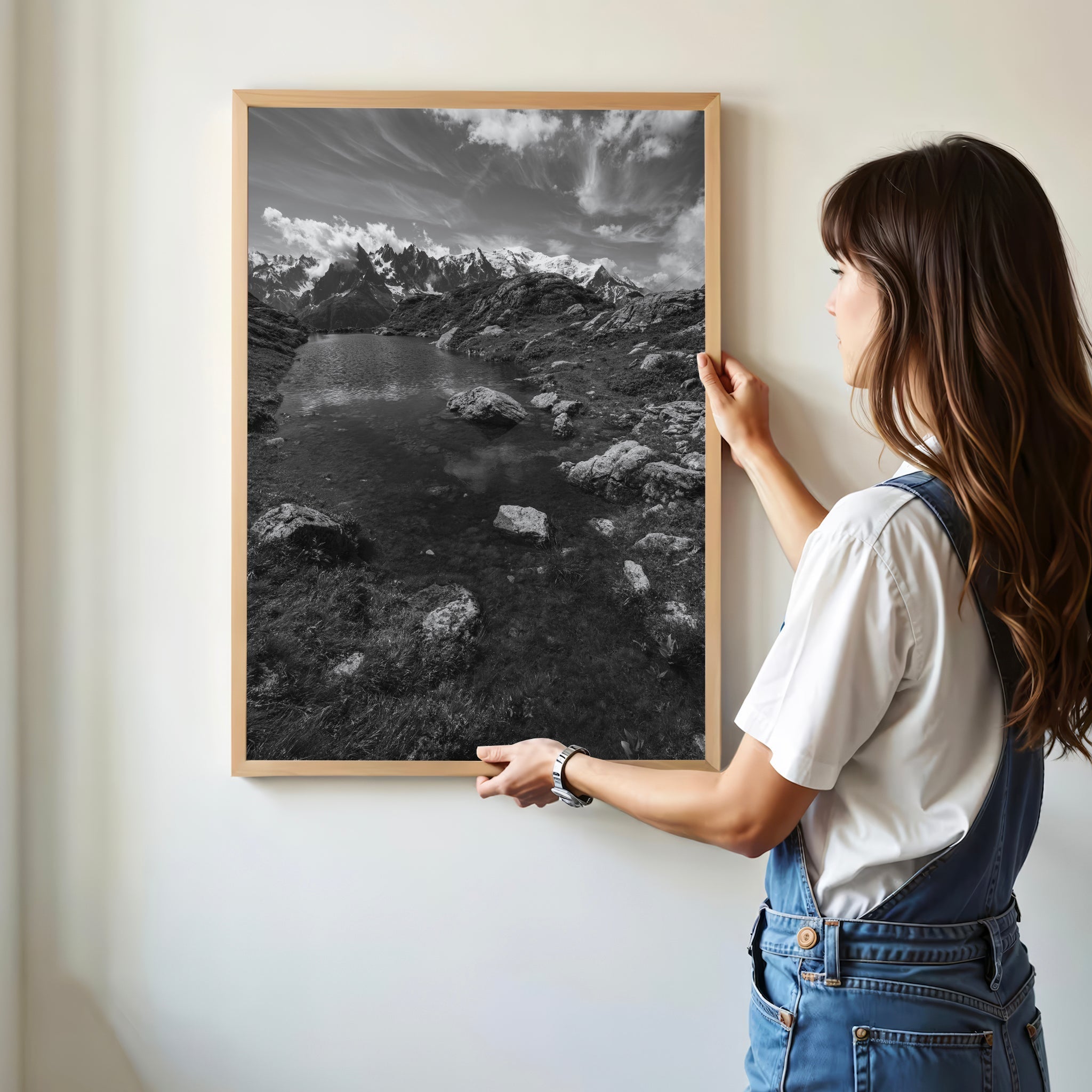 Lac de la Flégère Chamonix Wall Art – Black & White Alpine Photography Print