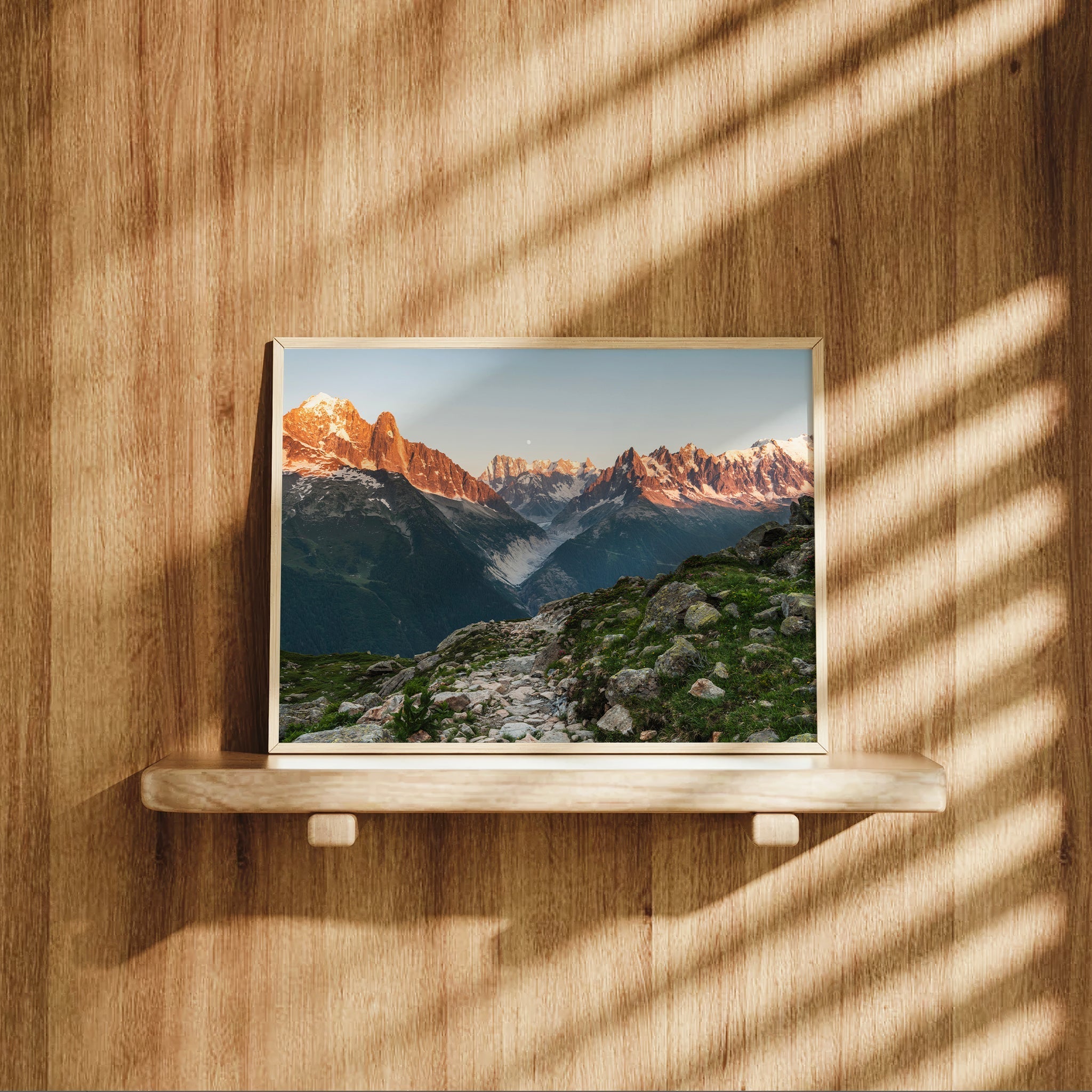 Mont Blanc Massif Sunset Wall Art - Chamonix Print with Mer de Glace View