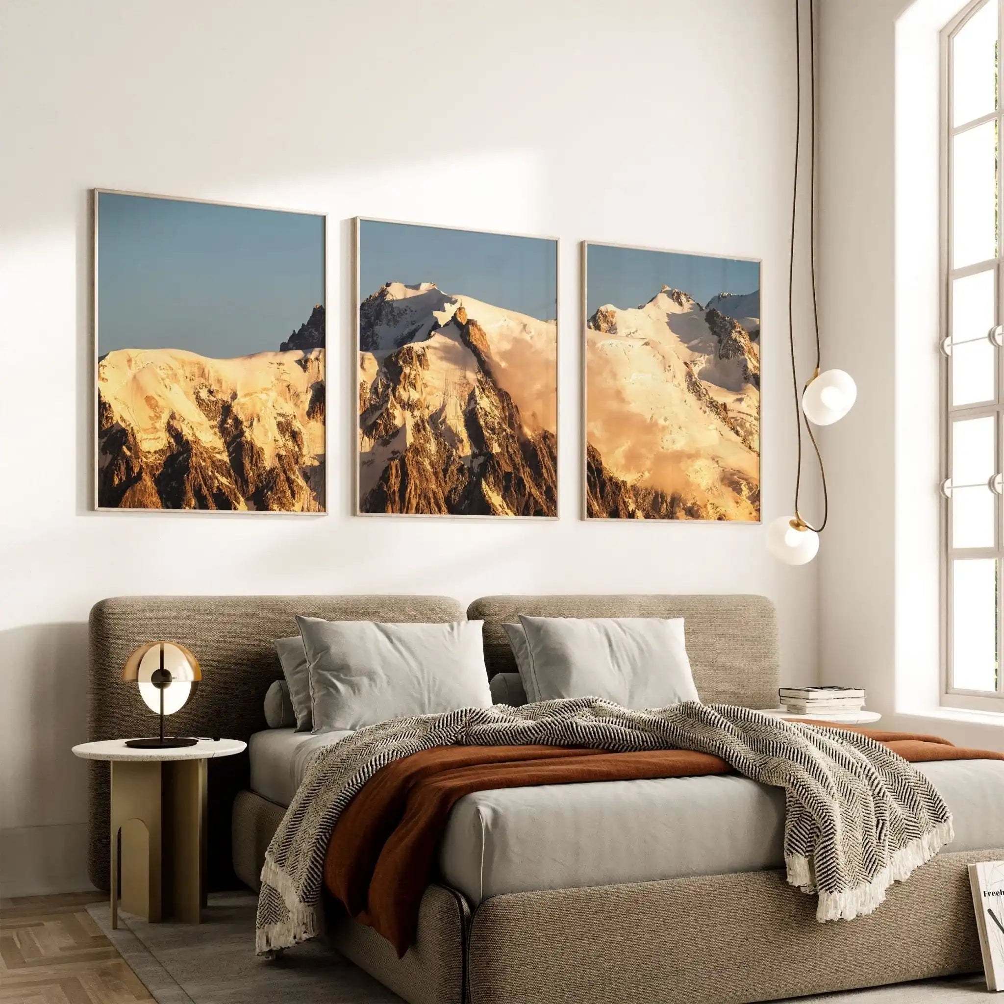 Aiguille du Midi Sunset Photography Prints - Mountain Triptych Wall Art by Chamonix Prints