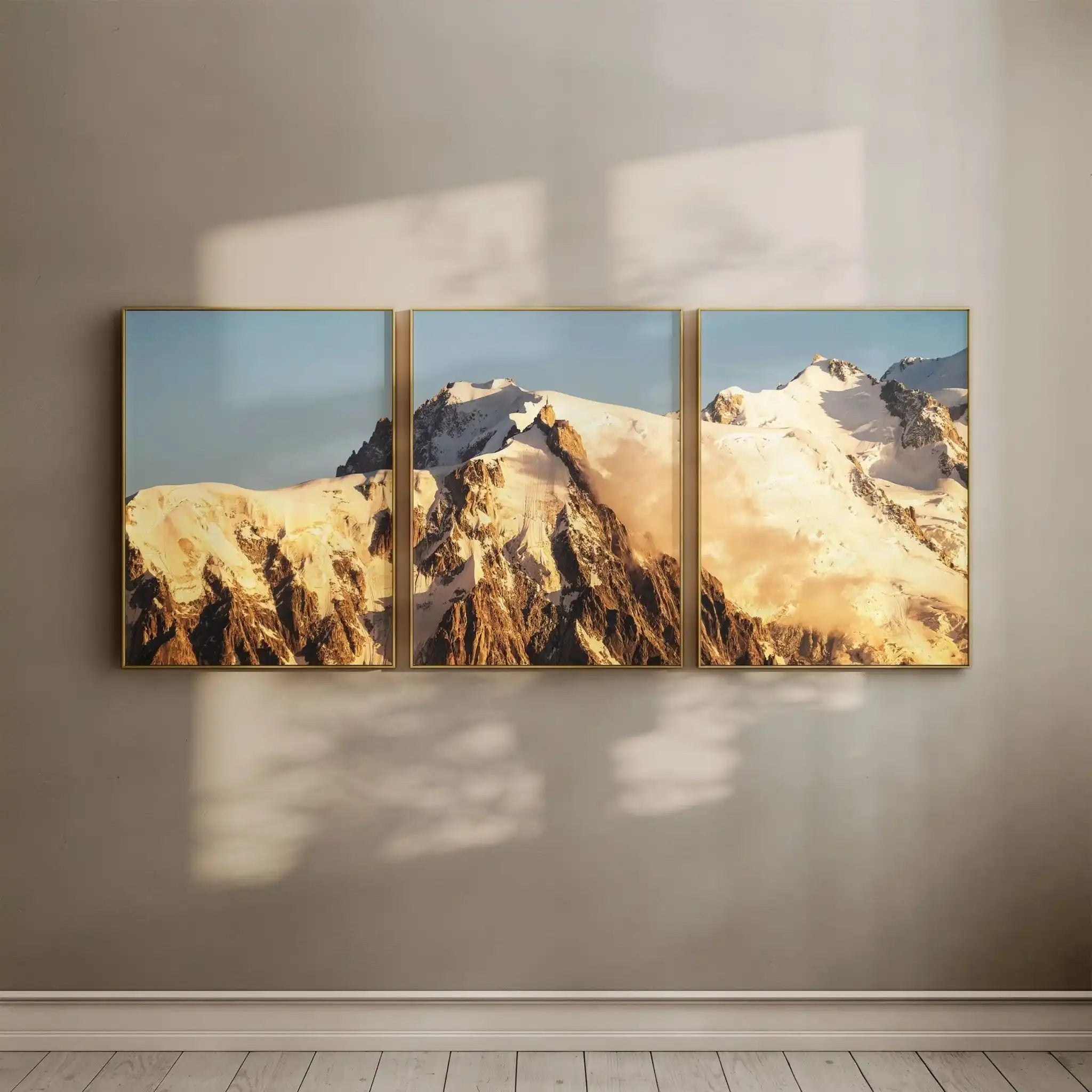 Aiguille du Midi Sunset Photography Prints - Mountain Triptych Wall Art by Chamonix Prints