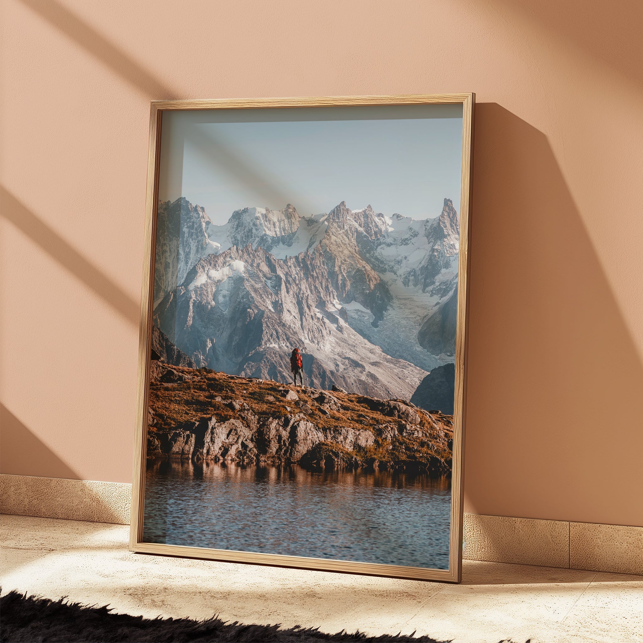 Hiker on the Tour du Mont Blanc Print - Chamonix Mountain Wall Art