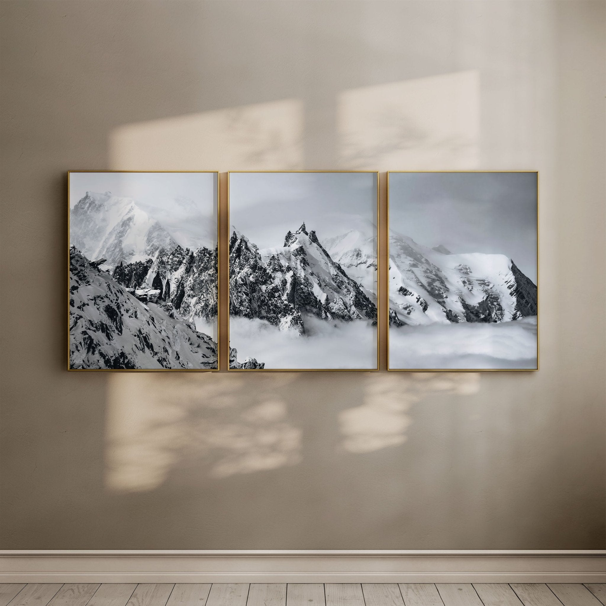 Mont Blanc Wall Art Triptych – Aiguille du Midi Mountain Photography