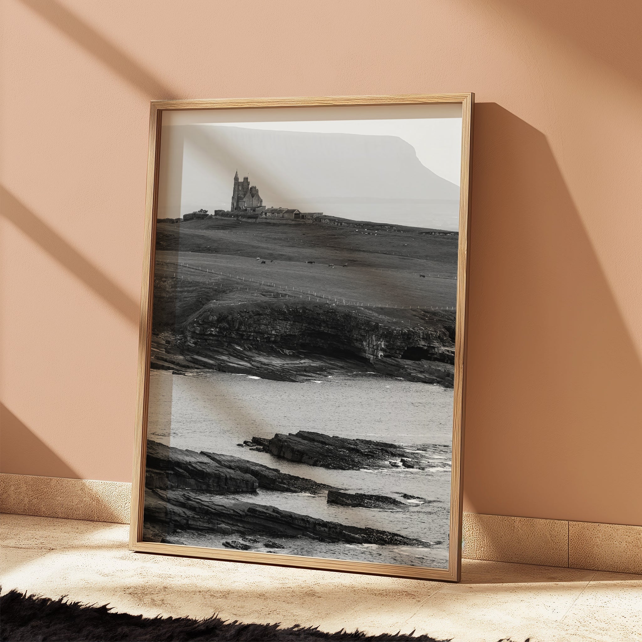 Classiebawn Castle Print – Black and White Irish Coastal Wall Art