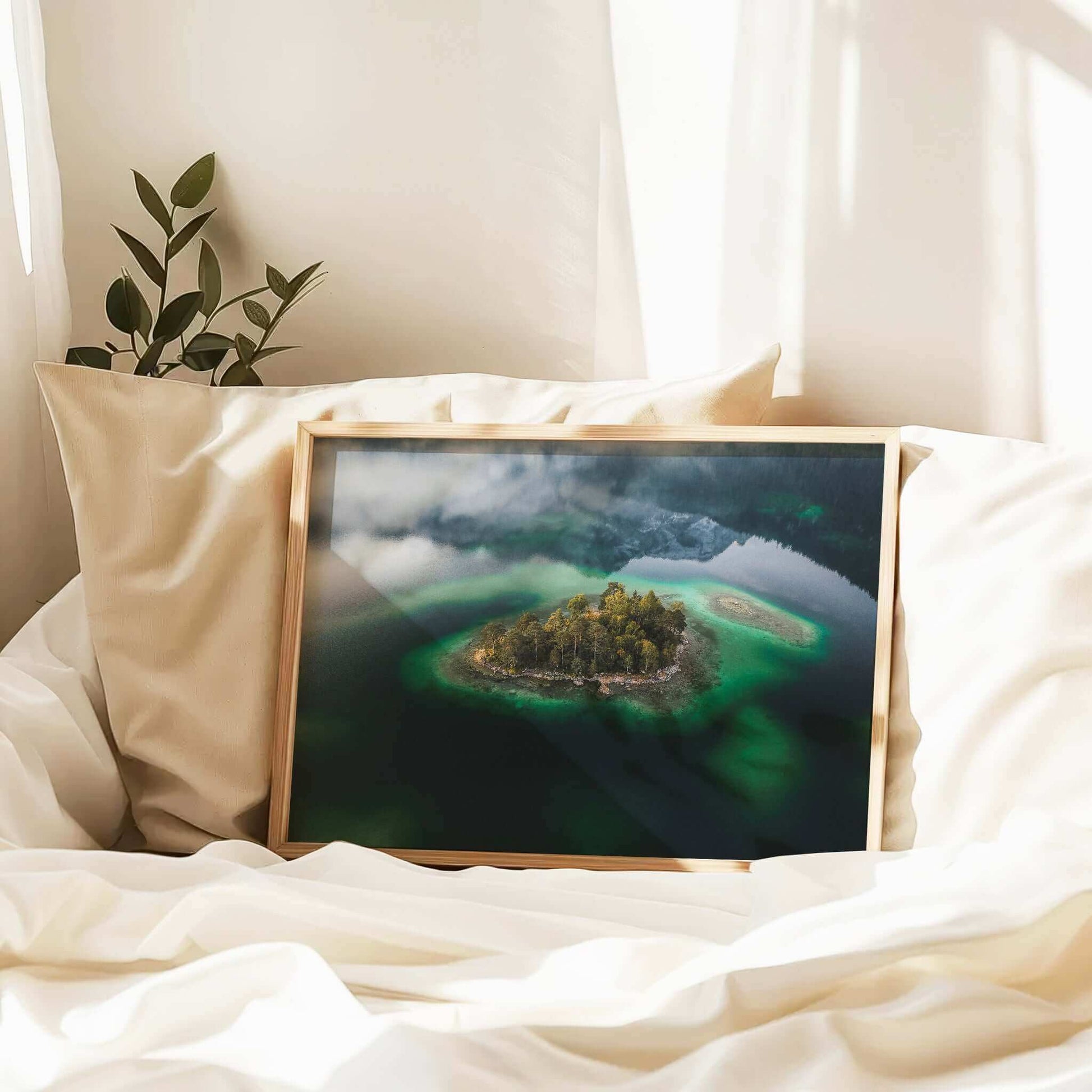 Eibsee Aerial Island Print – Bavarian Alps Landscape Photography Wall Art by Chamonix Prints