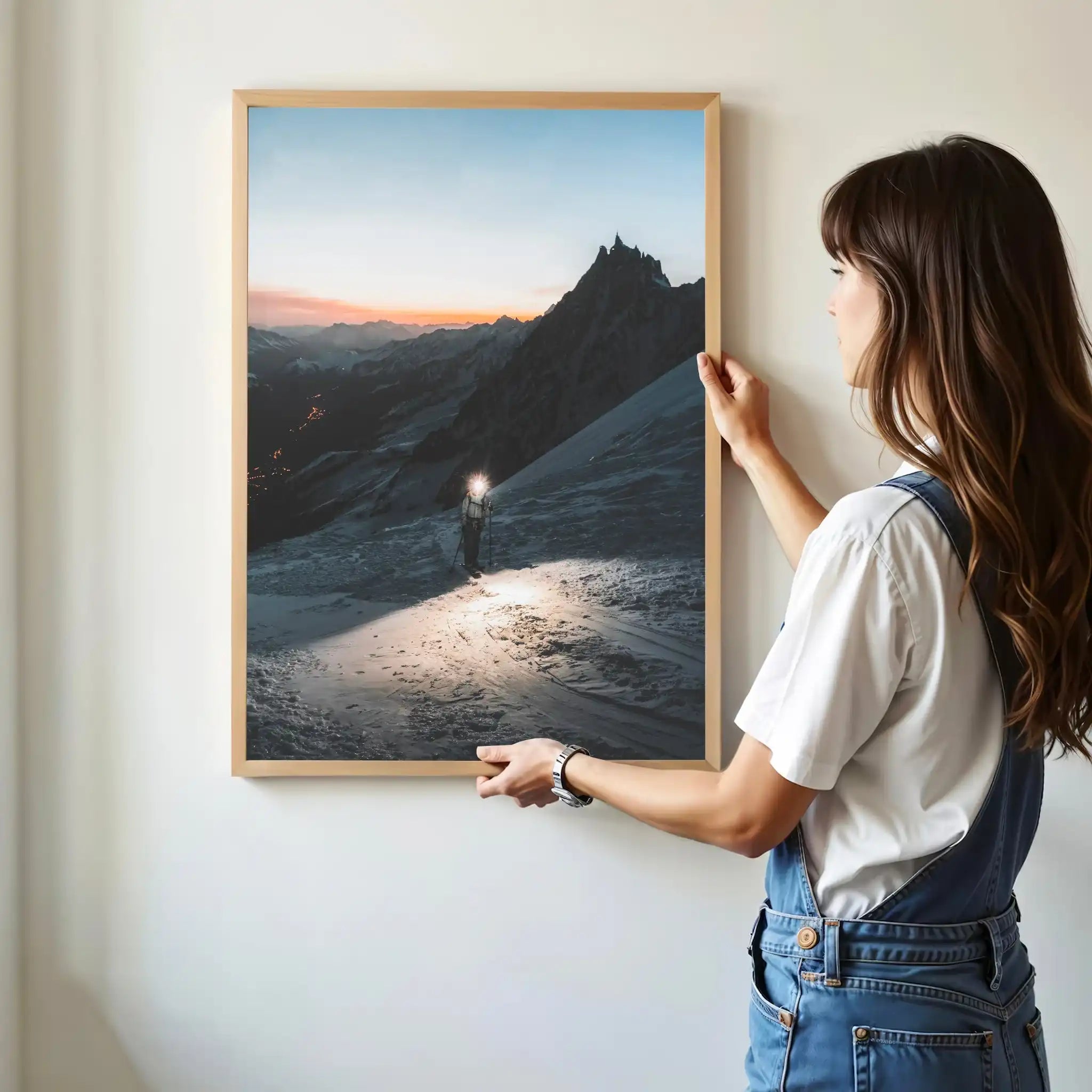 Mountaineer on Grands Mulets Route to Mont Blanc – Chamonix Art Print by Chamonix Prints