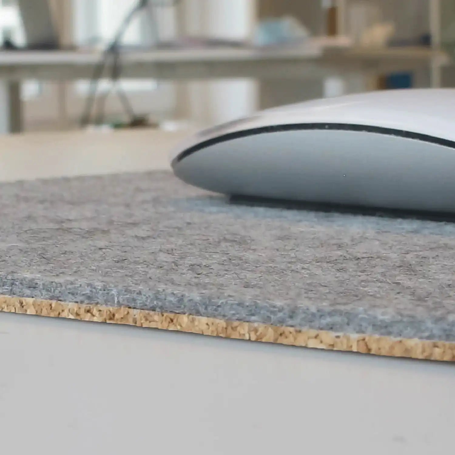 Mousepad aus Filz und Kork | 20 x 25 cm | hellgrau