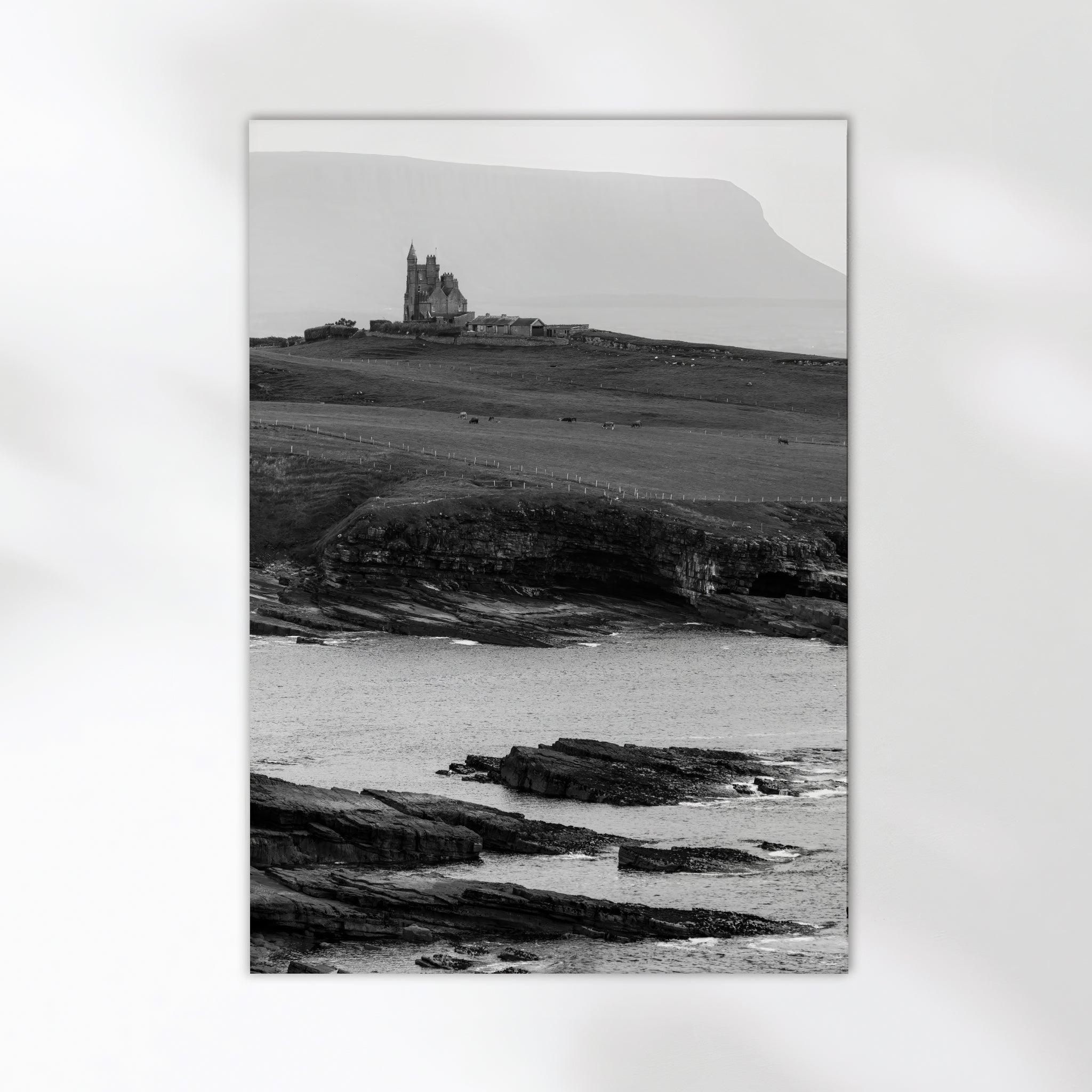 Classiebawn Castle Print – Black and White Irish Coastal Wall Art