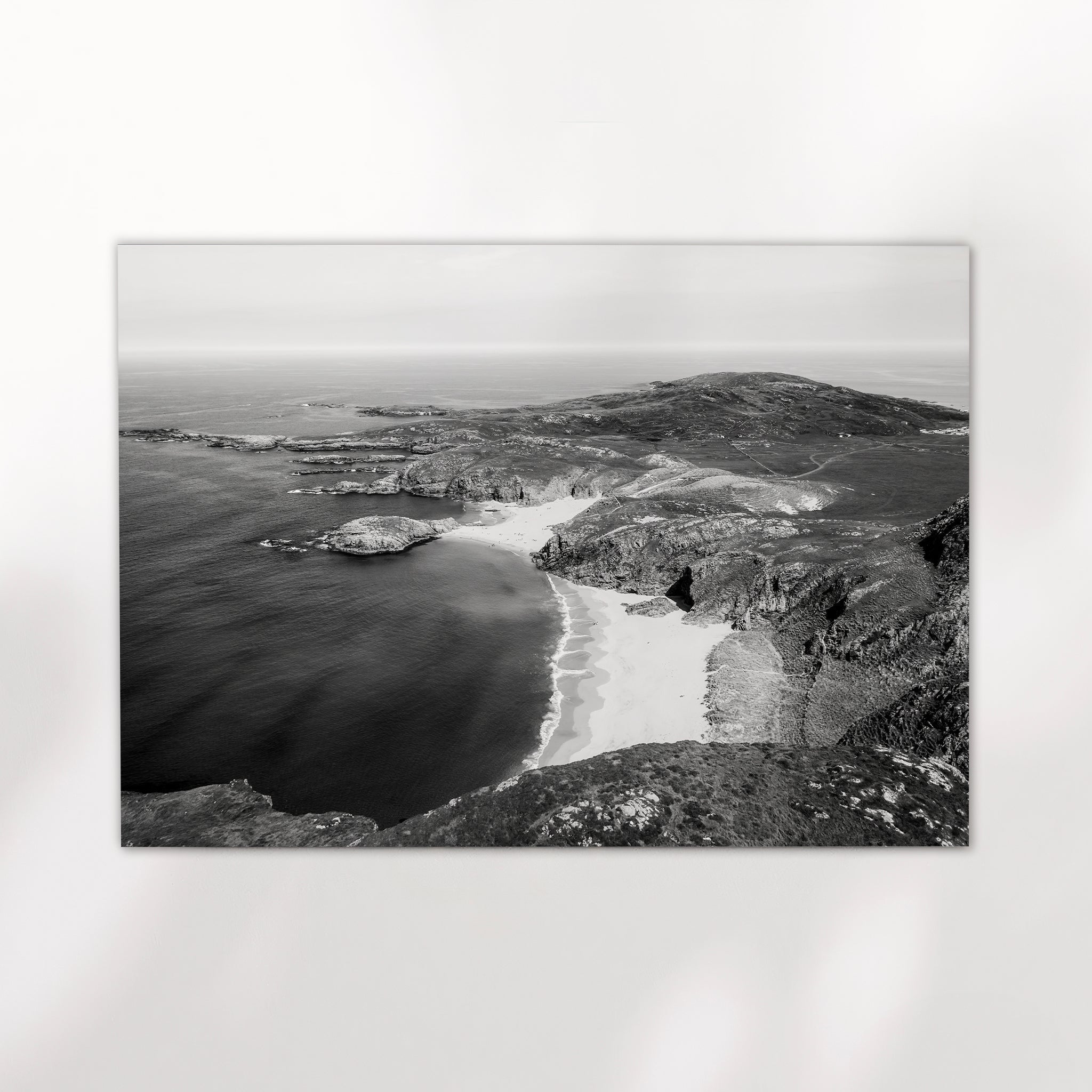 Murder Hole Beach Wall Art Print – Aerial Black & White Irish Coastline