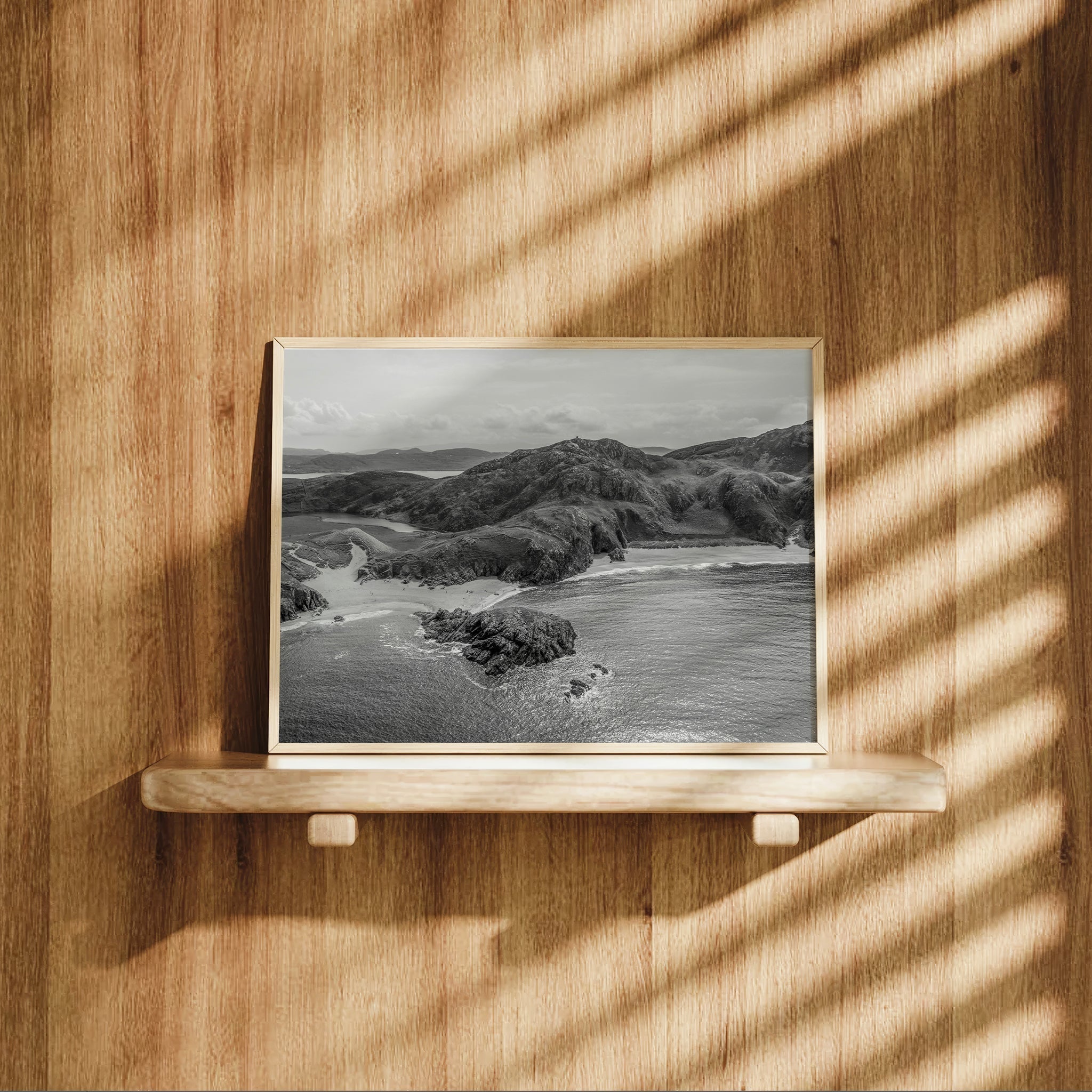 Murder Hole Beach Black and White Wall Art – Donegal Ireland Aerial Print