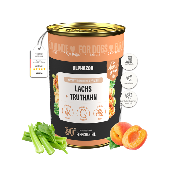 Lachs + Truthahn Nassfutter für Adult Hunde