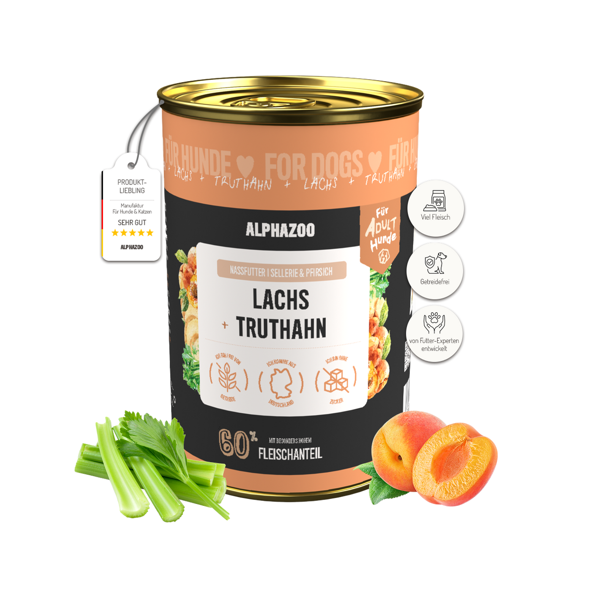 Lachs + Truthahn Nassfutter für Adult Hunde